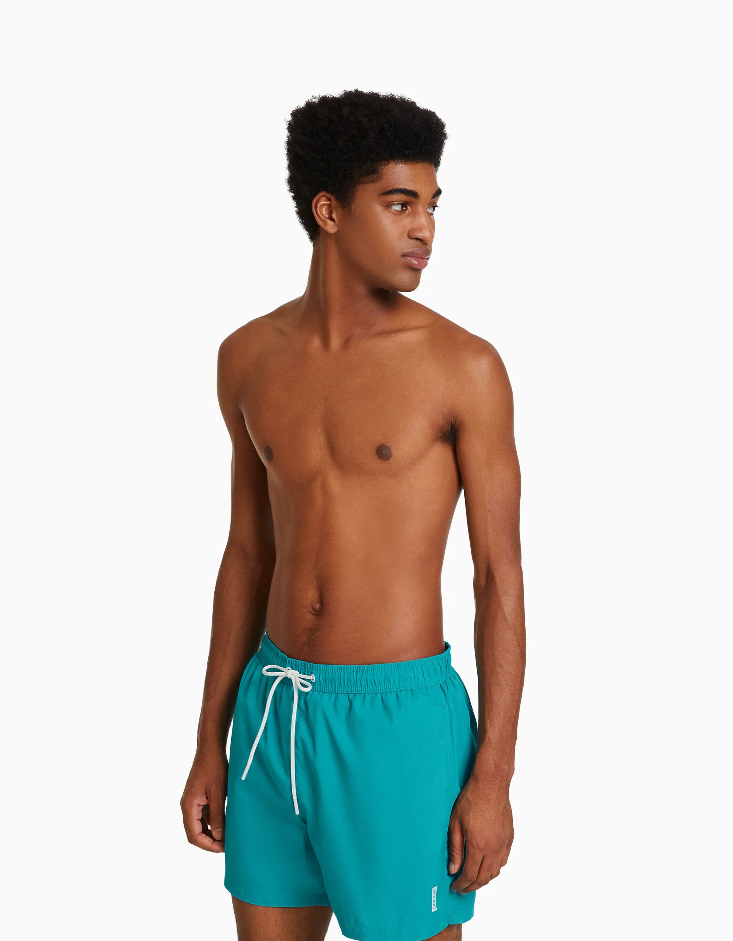BERSHKA Bañador básico Turquesa Cheap