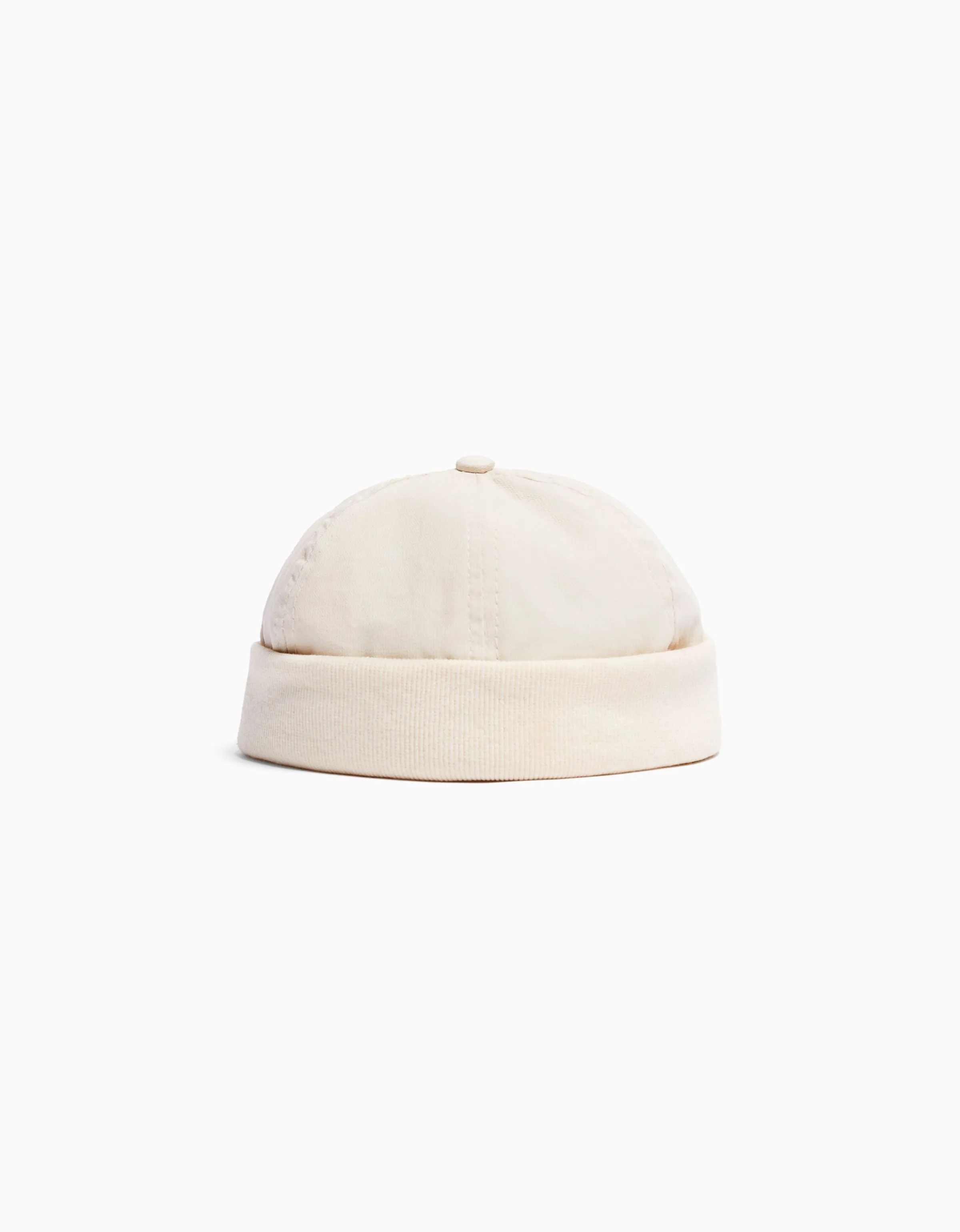 BERSHKA Beanie corto rib Crudo Discount