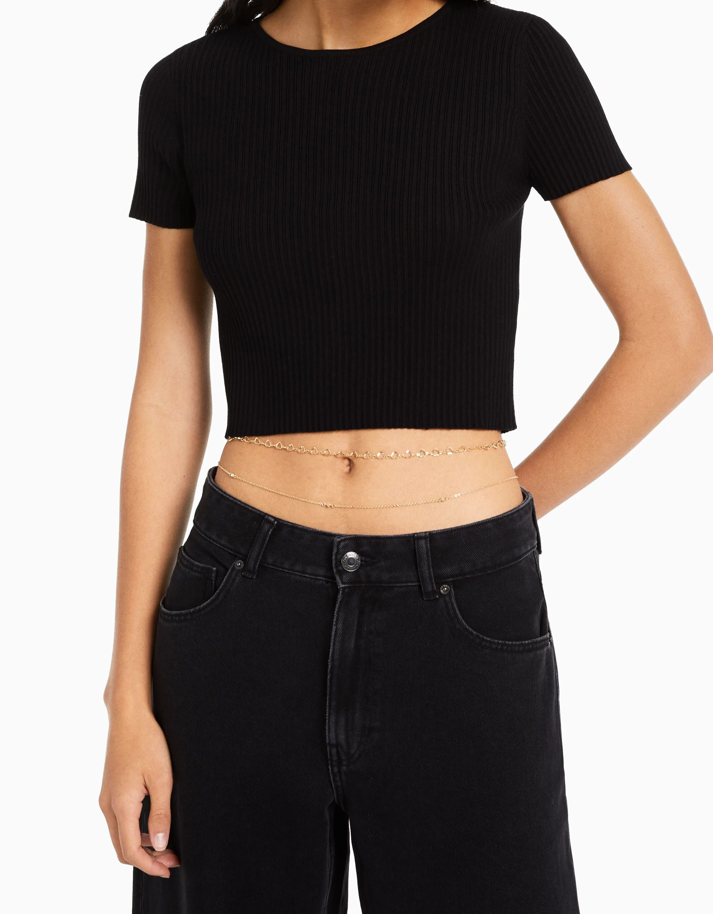 BERSHKA Belly chain corazones Oro Best Sale
