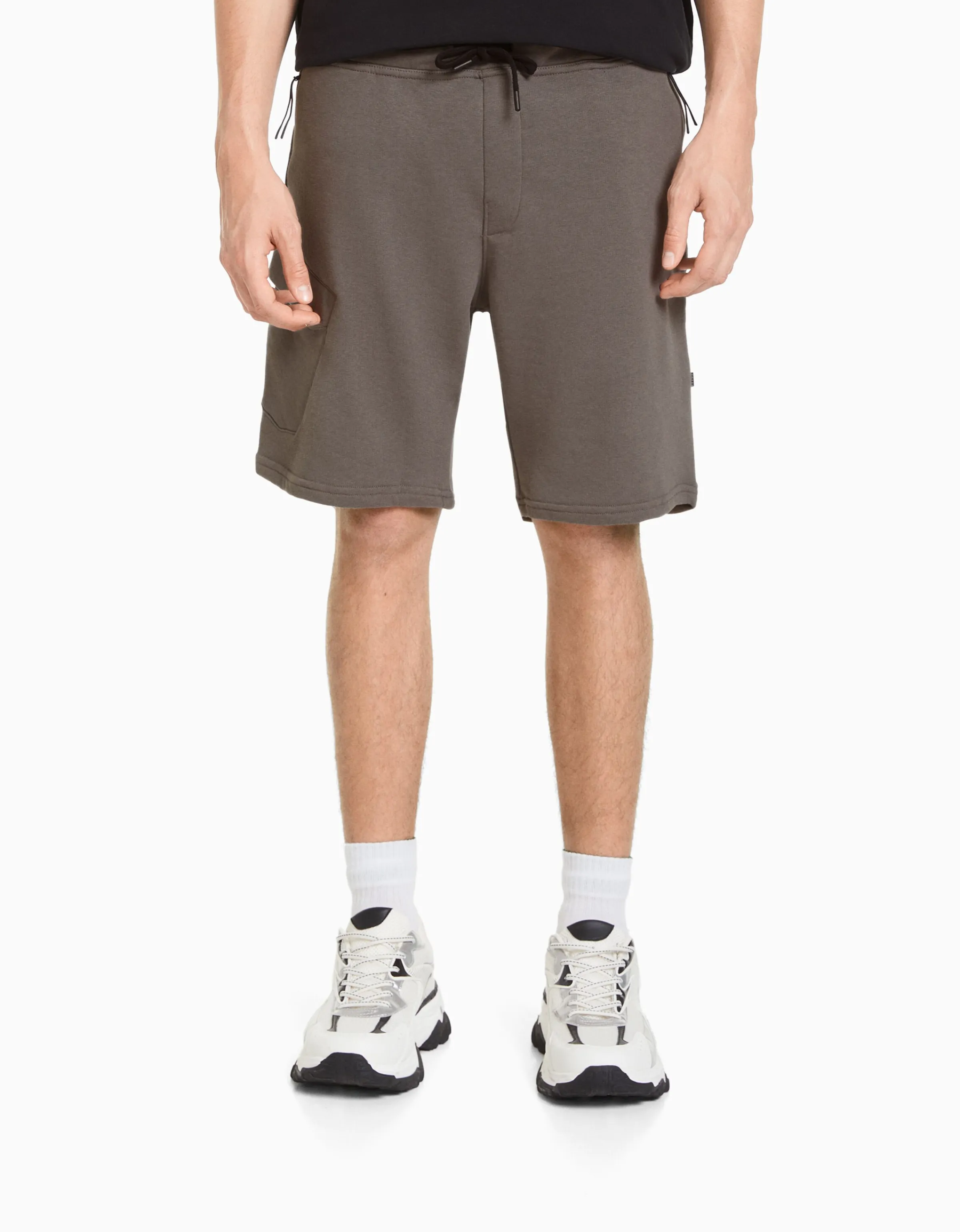 BERSHKA Bermuda cargo felpa Blanco Best Sale