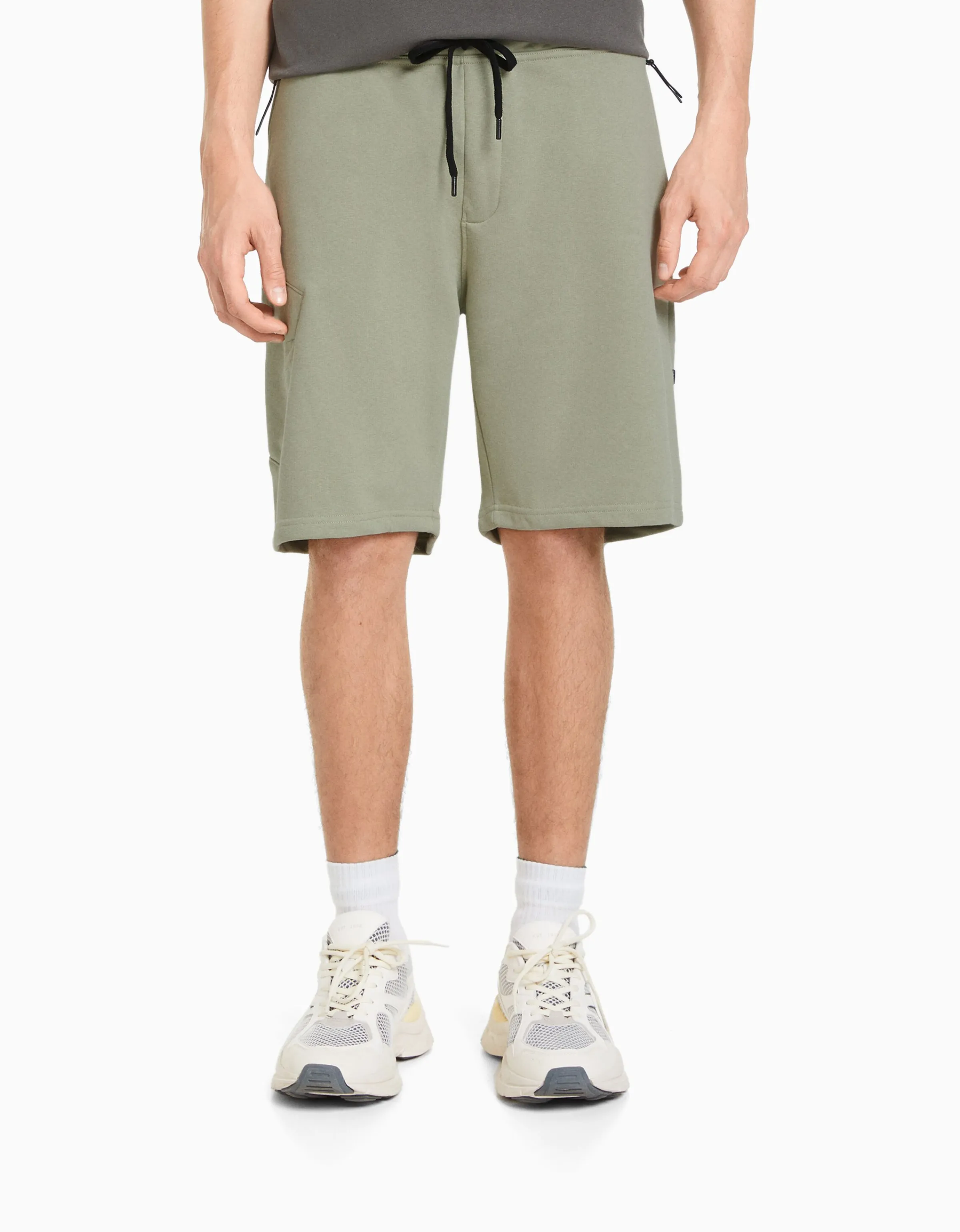 BERSHKA Bermuda cargo felpa Blanco Sale