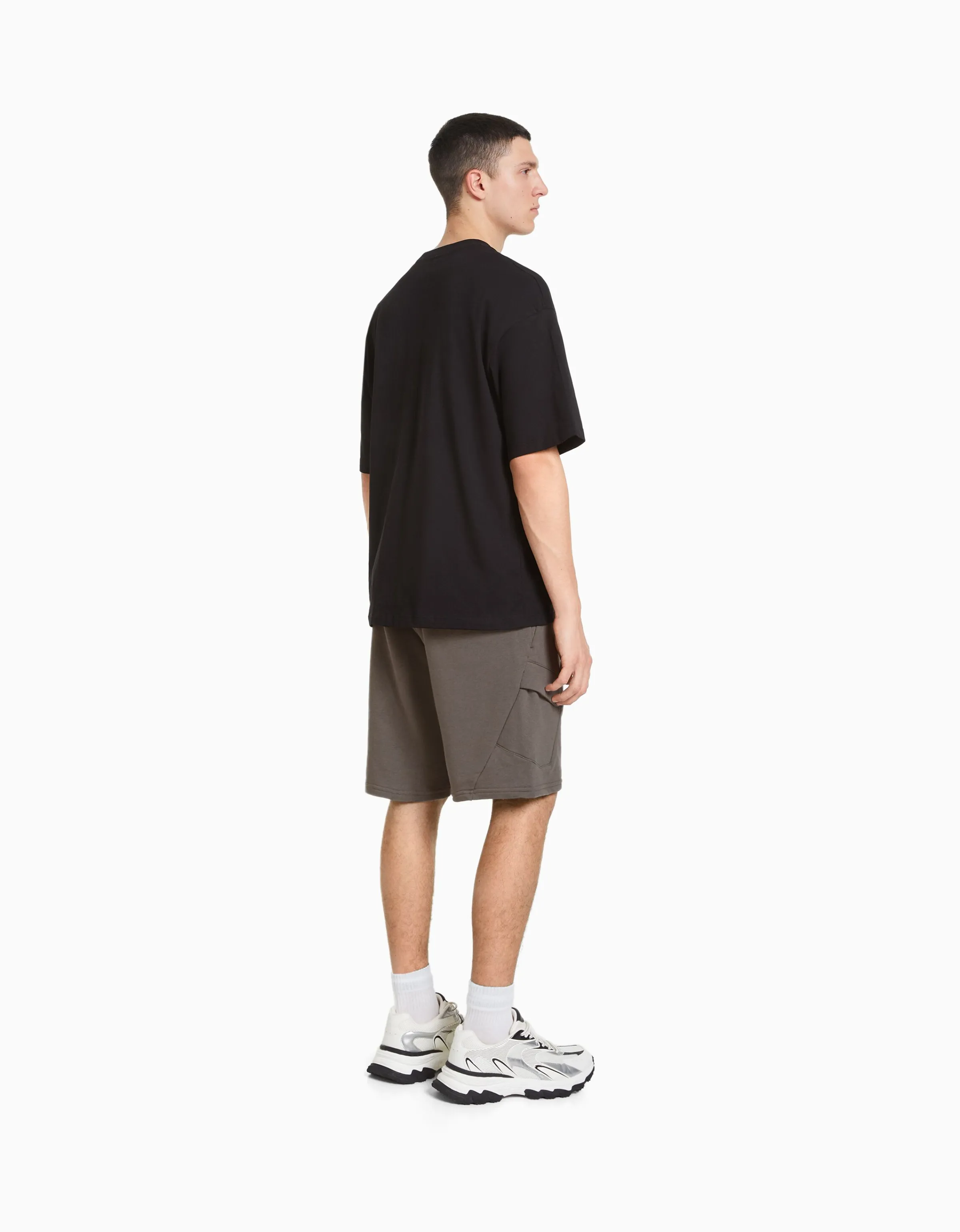 BERSHKA Bermuda cargo felpa Blanco Best Sale