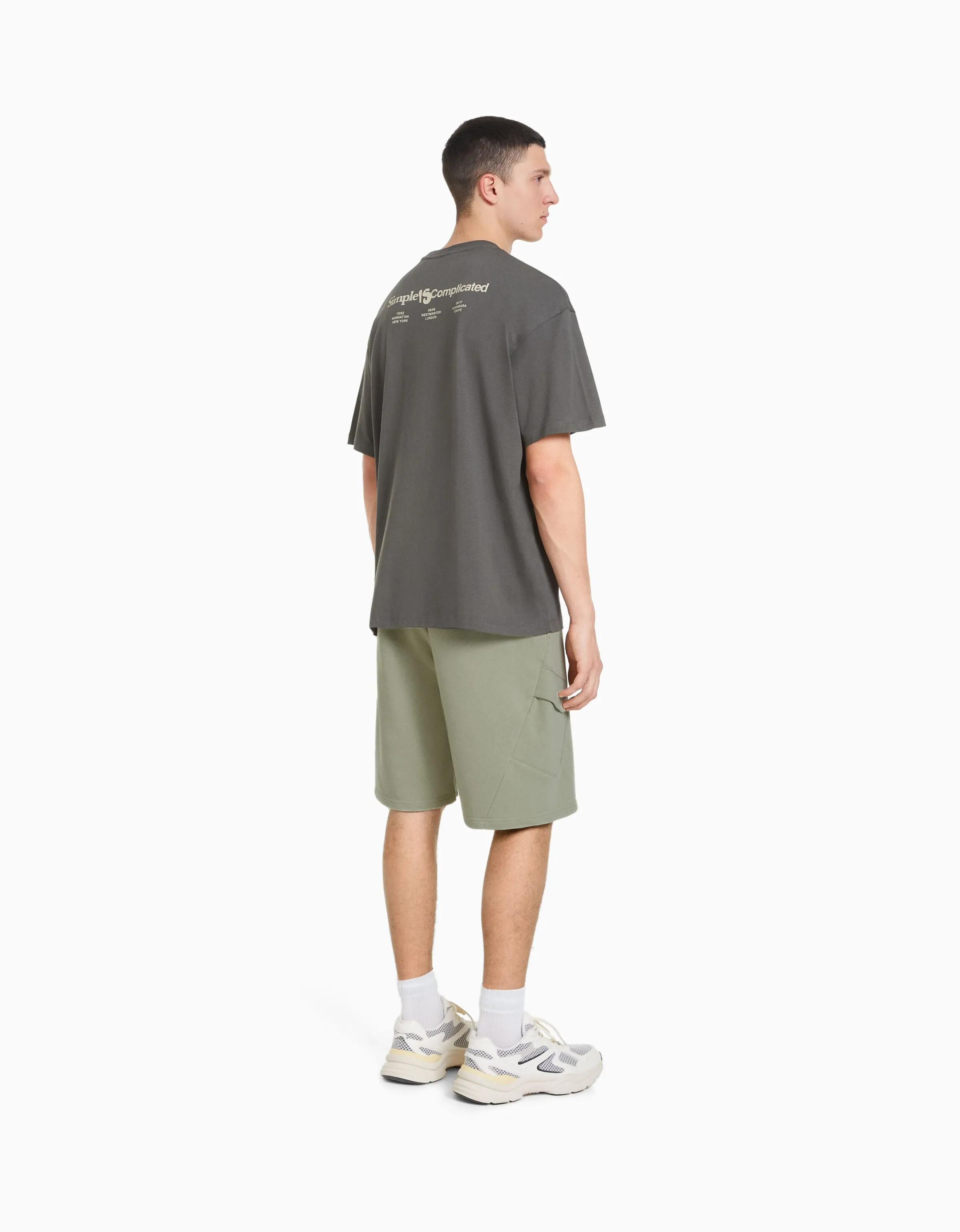BERSHKA Bermuda cargo felpa Blanco Sale