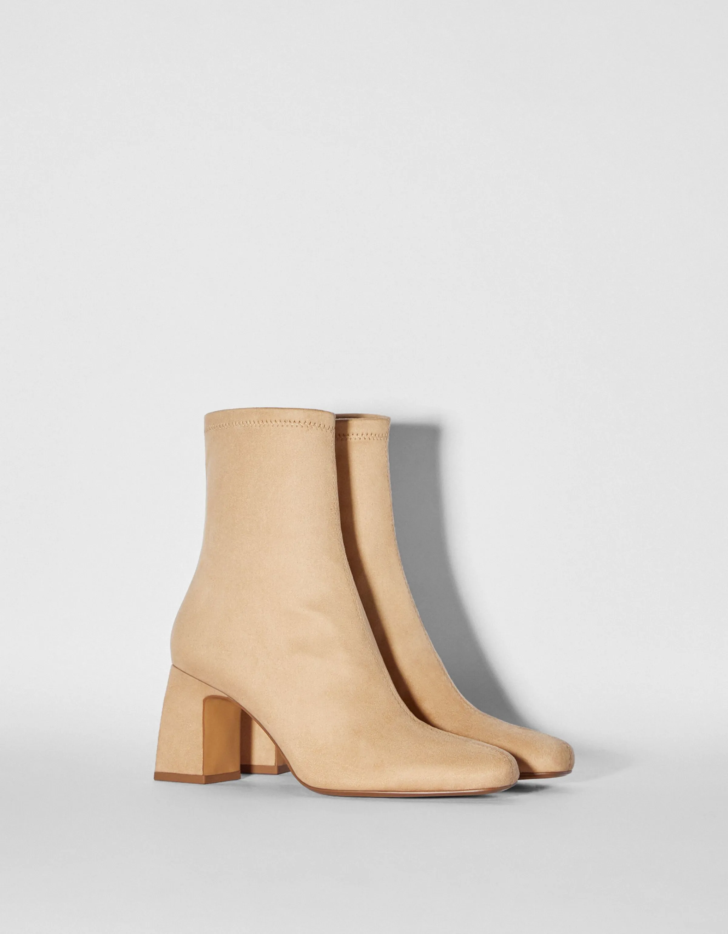 BERSHKA Botines de tacón ajustados Camel Best Sale