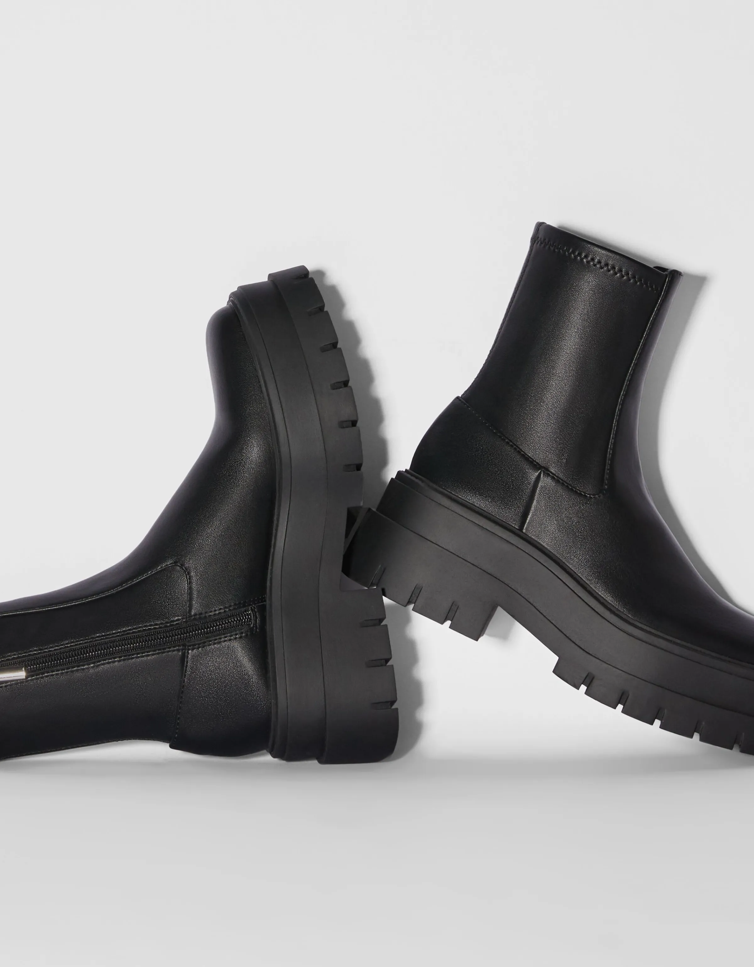 BERSHKA Botines plataforma ajustados Negro Cheap