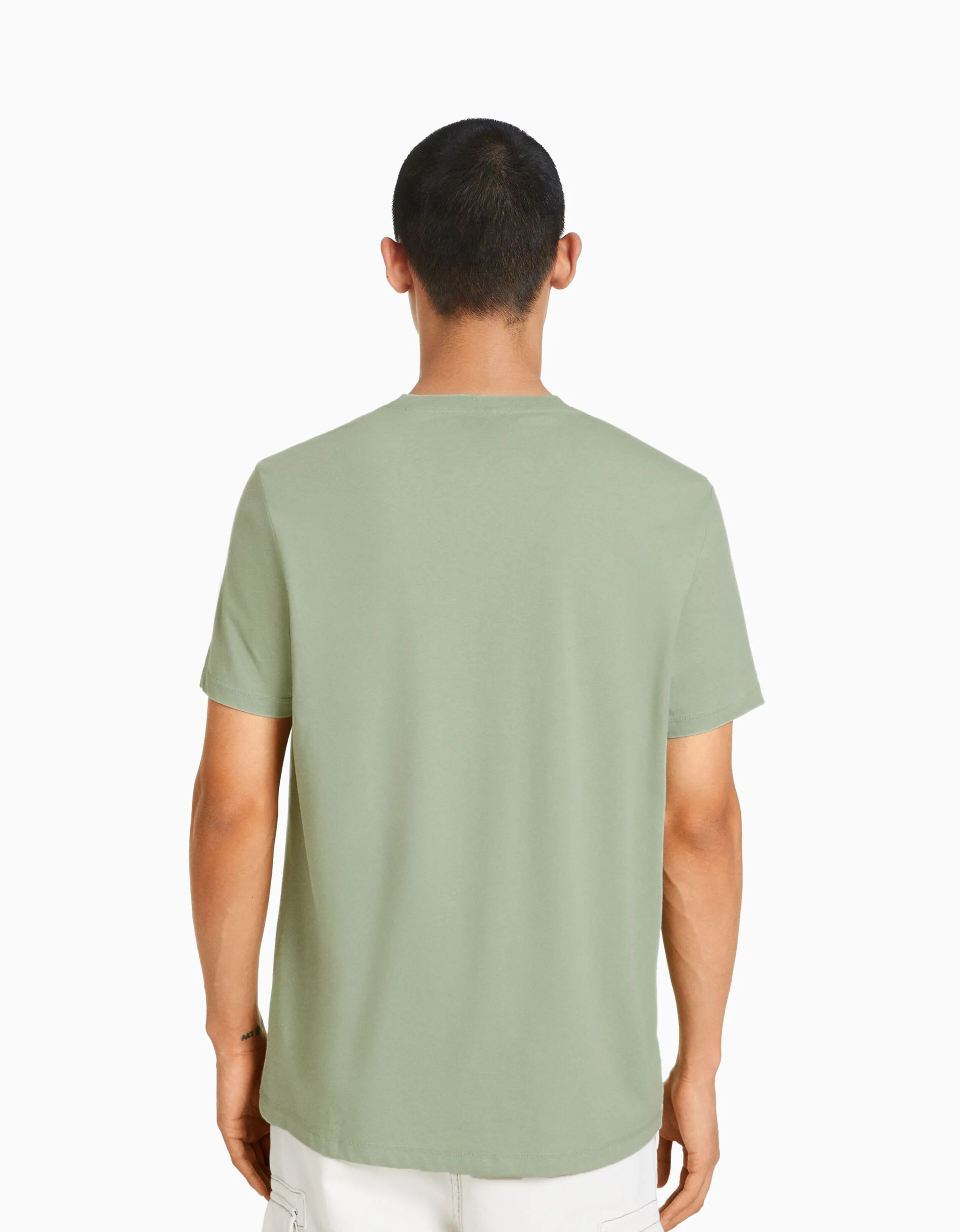 BERSHKA Camiseta manga corta regular fit Verde Best Sale