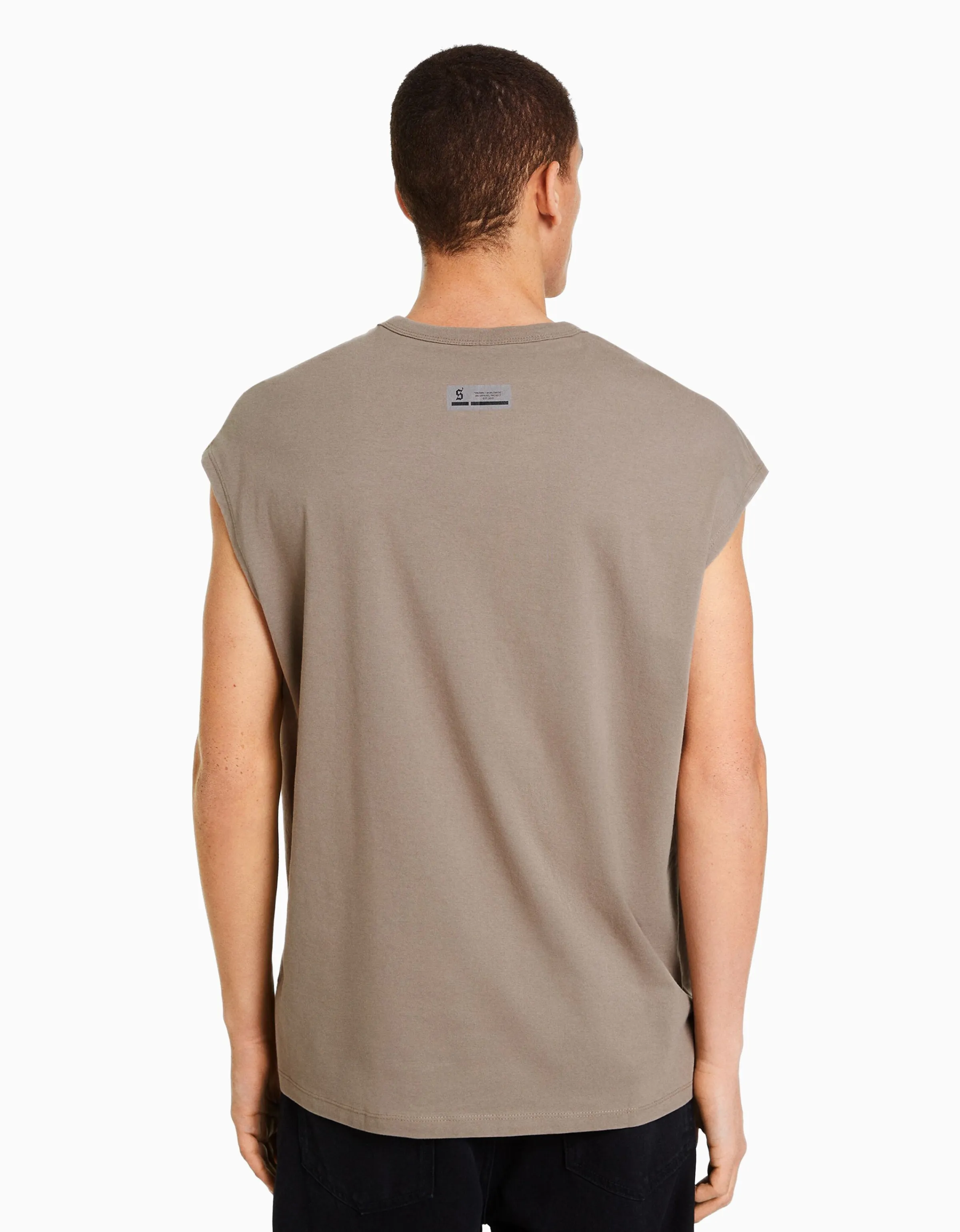 BERSHKA Camiseta sin mangas oversize Gris Store