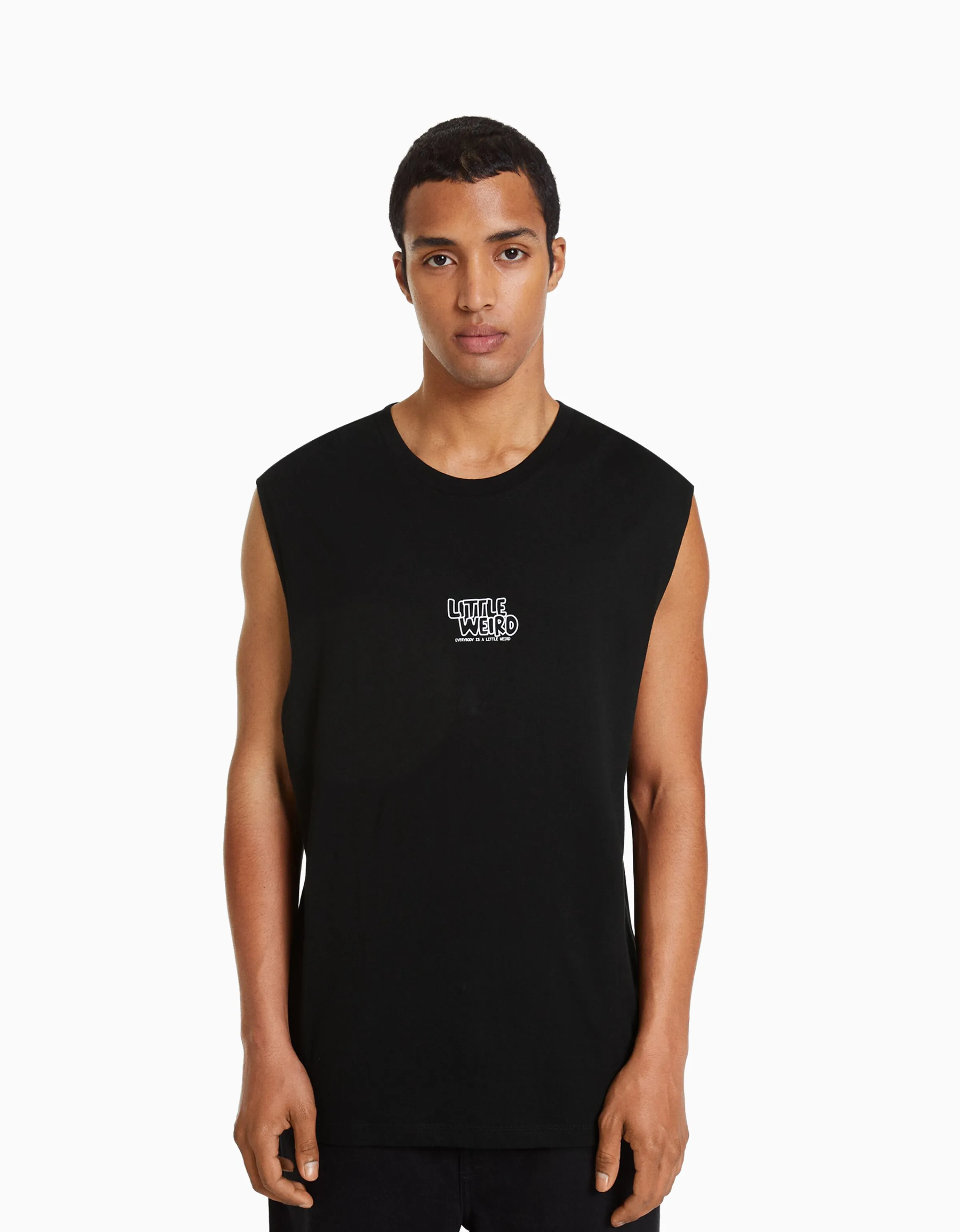 BERSHKA Camiseta sin mangas worker fit Blanco Cheap