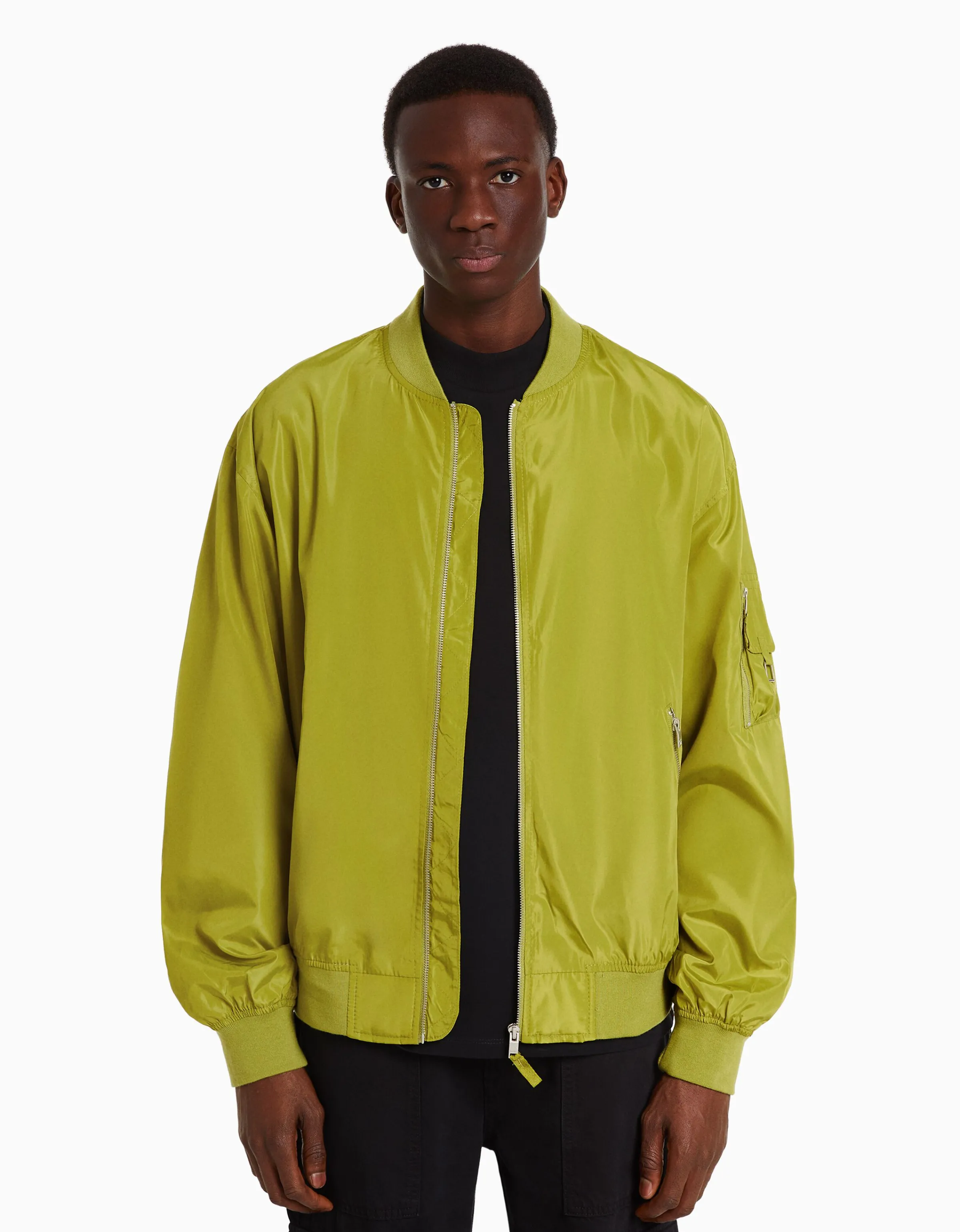 BERSHKA Cazadora bomber ligera Turquesa Cheap