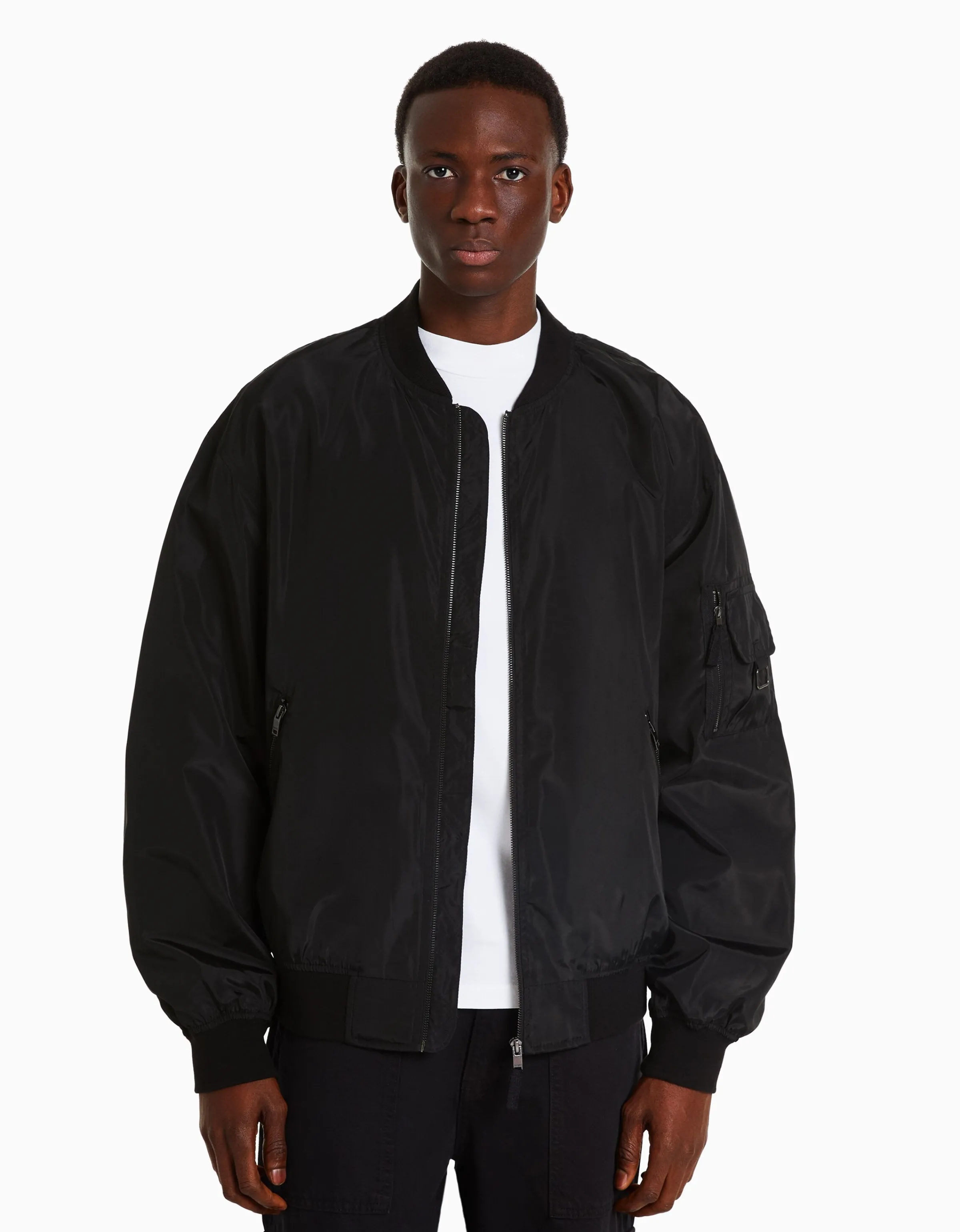 BERSHKA Cazadora bomber ligera Turquesa Cheap