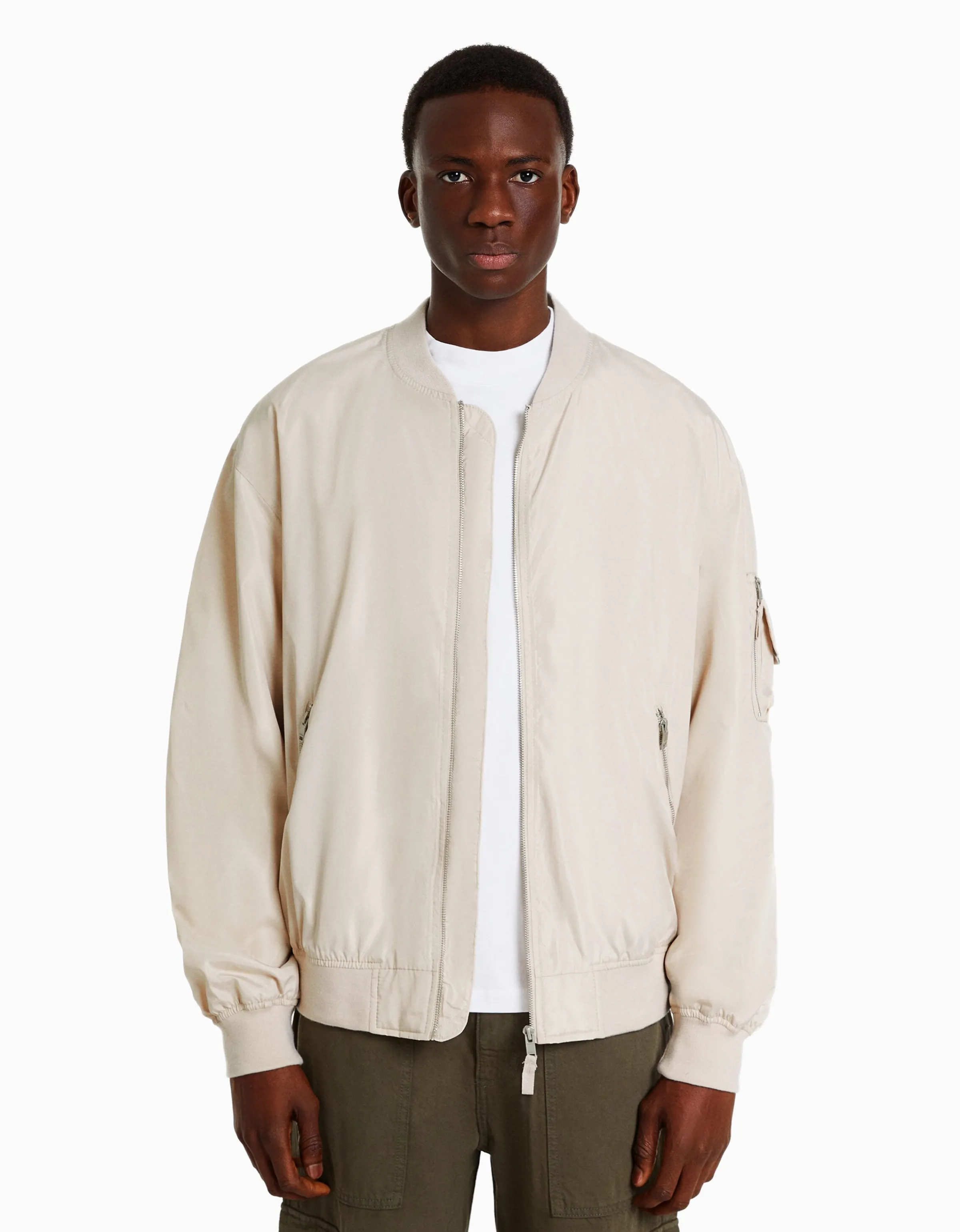 BERSHKA Cazadora bomber ligera Turquesa New
