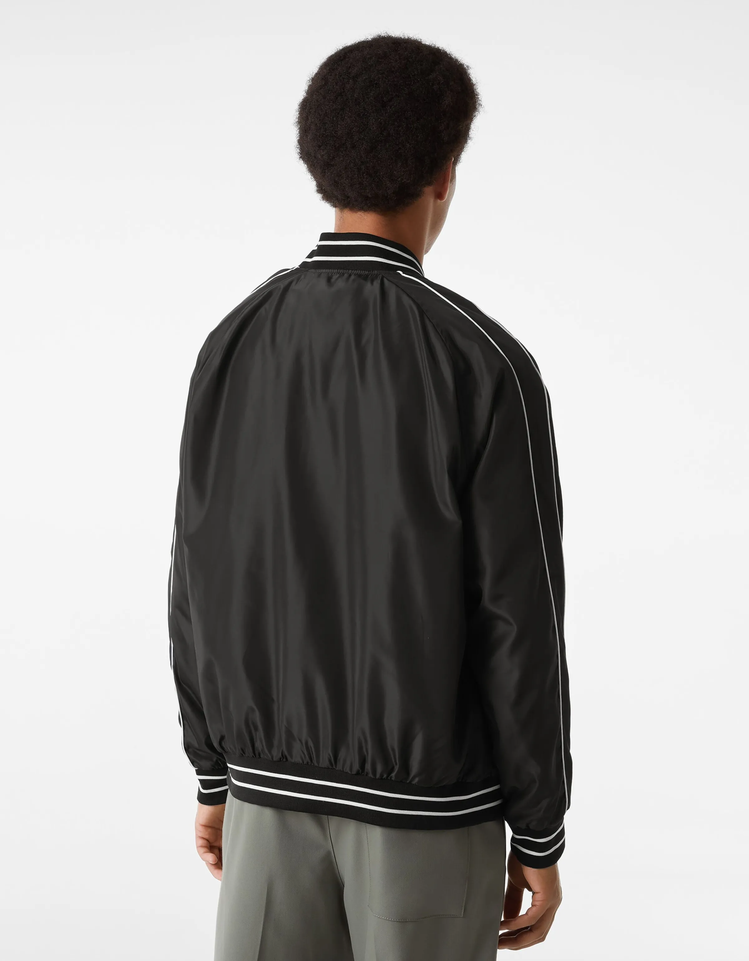 BERSHKA Cazadora ligera efecto nylon varsity Rojo Best