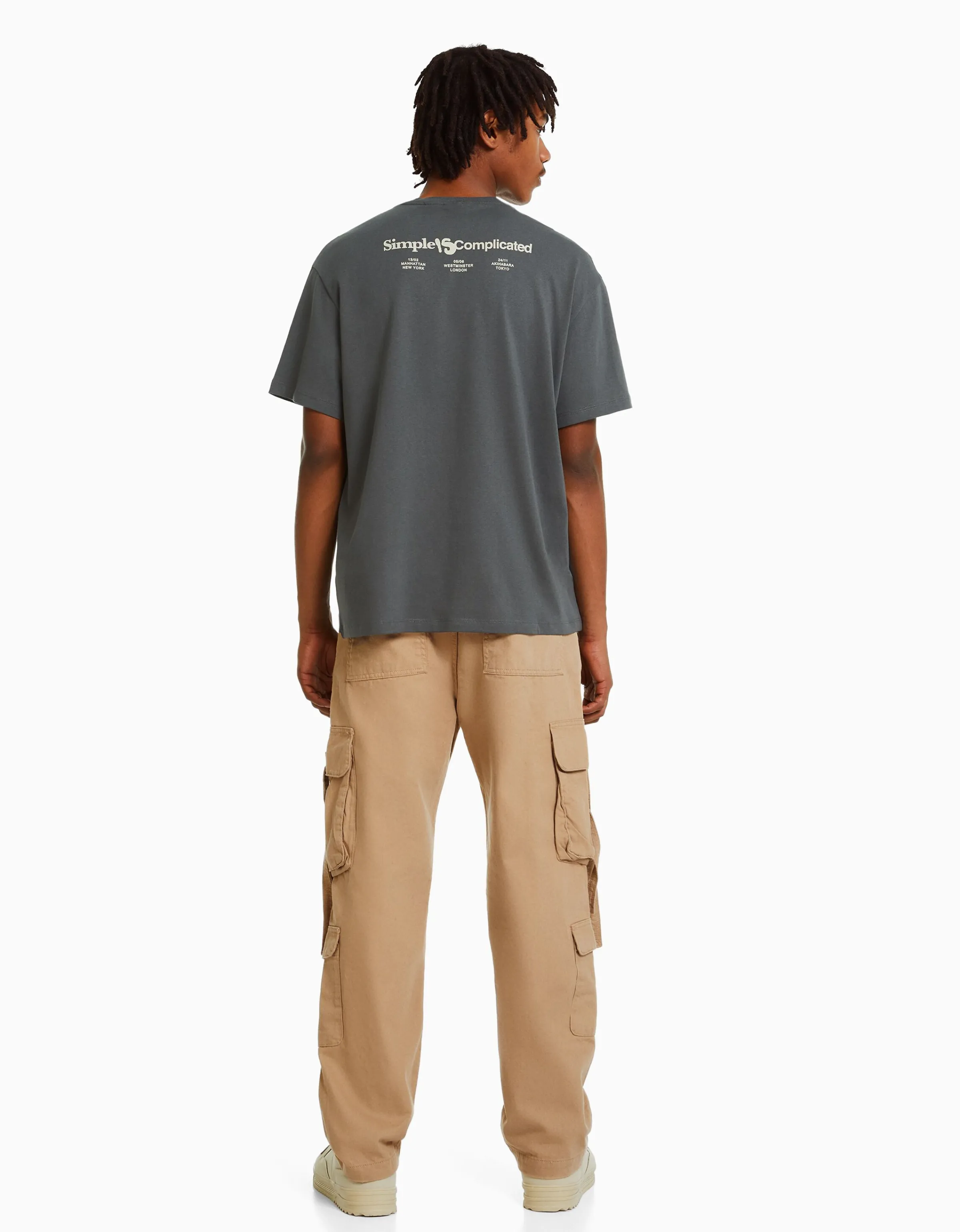 BERSHKA Jeans cargo cintas Camel Store