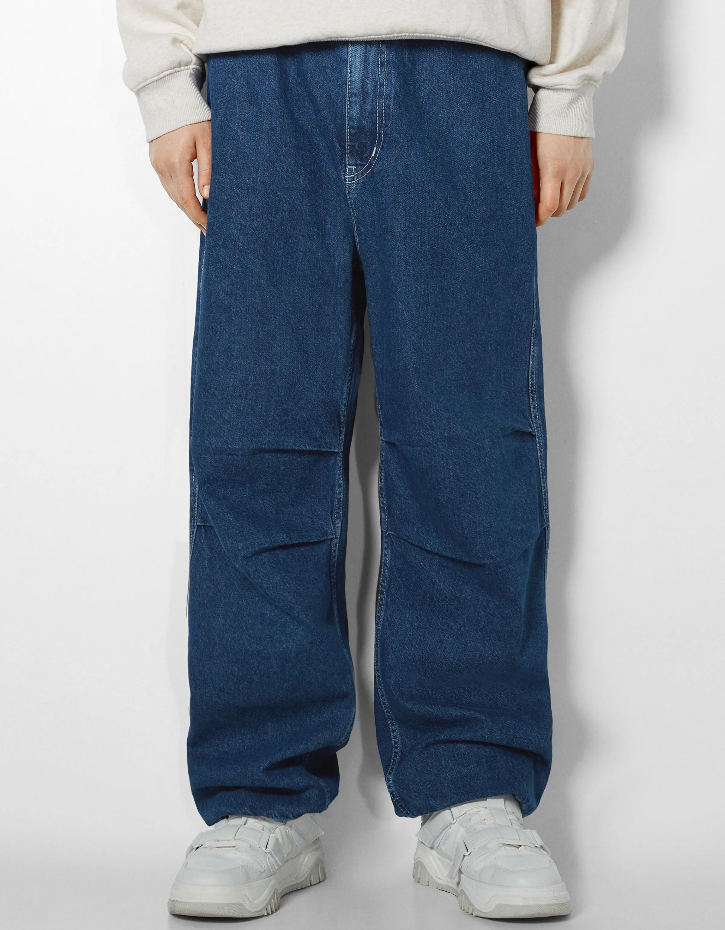 BERSHKA Jeans parachute Azul Cheap