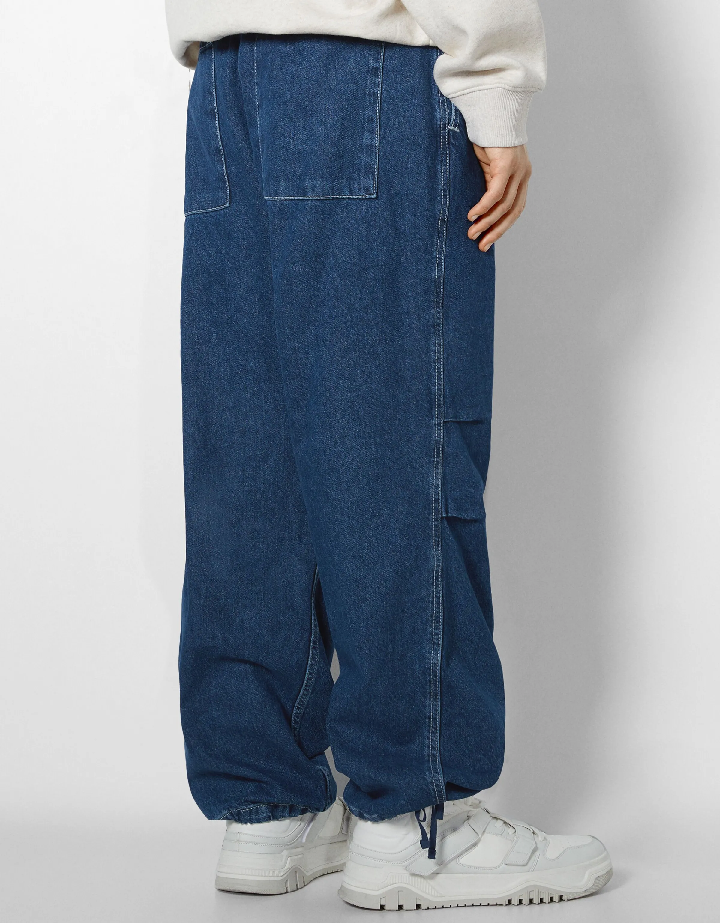 BERSHKA Jeans parachute Azul Cheap