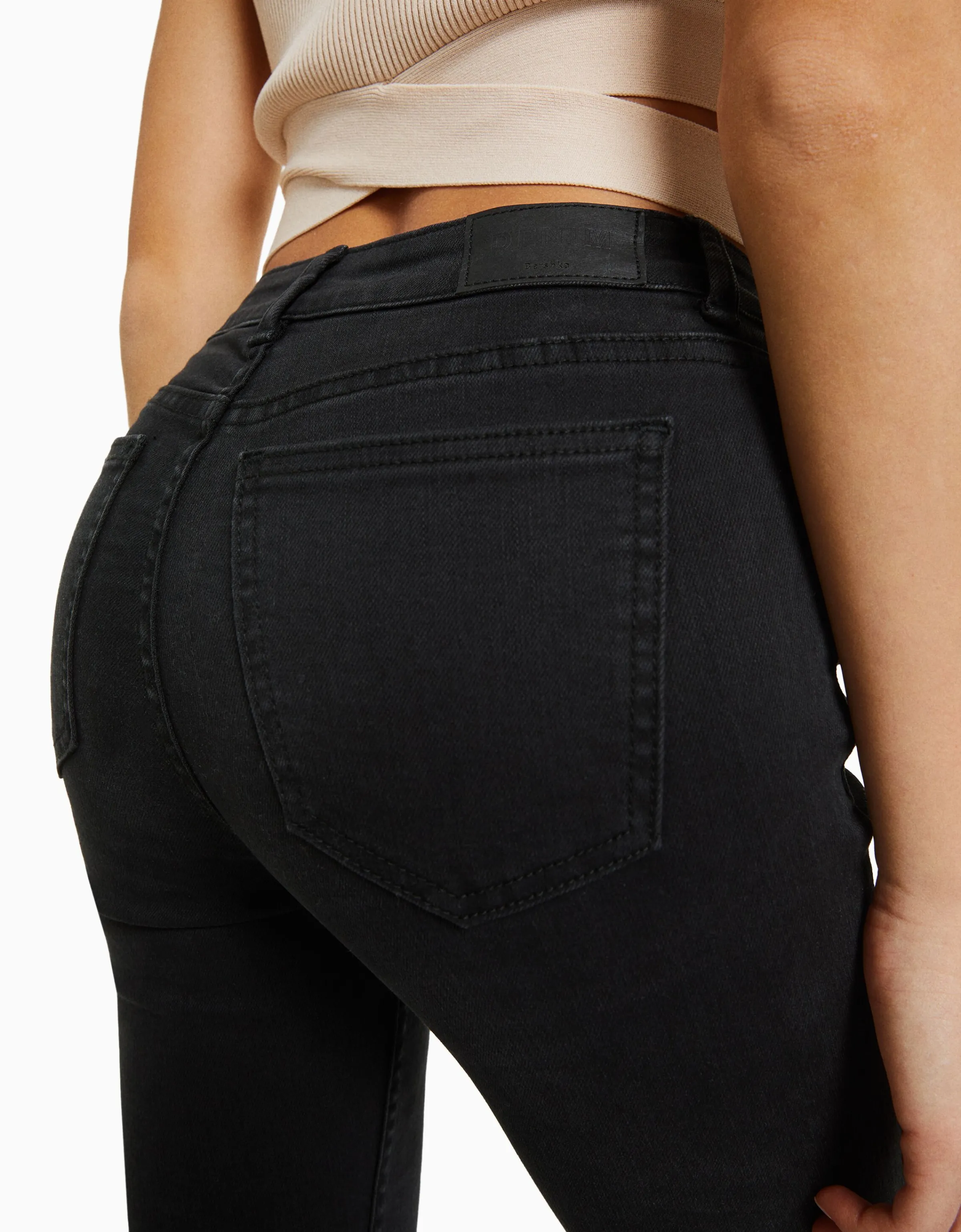 BERSHKA Jeans skinny vintage tiro bajo Azul Shop