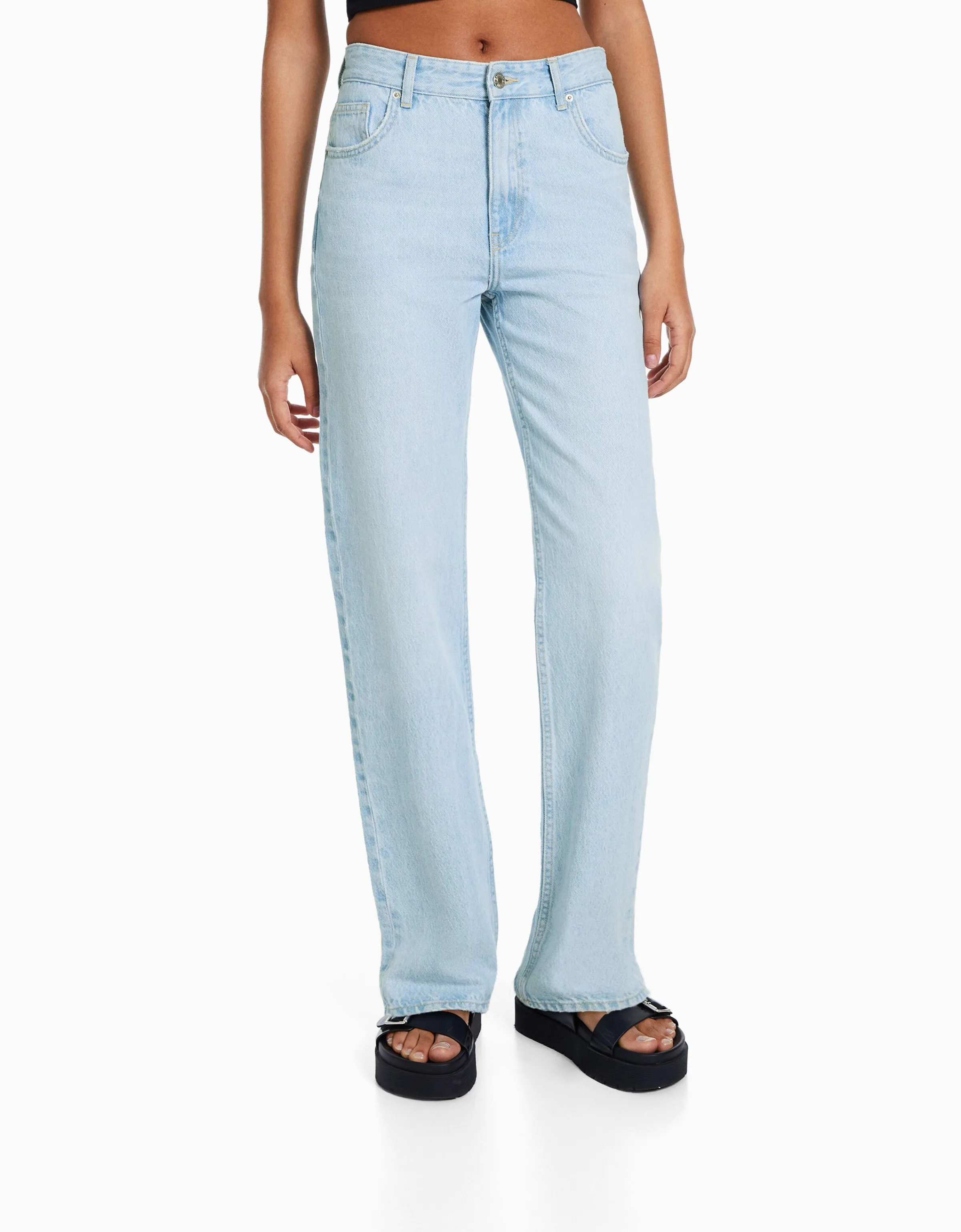BERSHKA Jeans straight Azul claro Sale