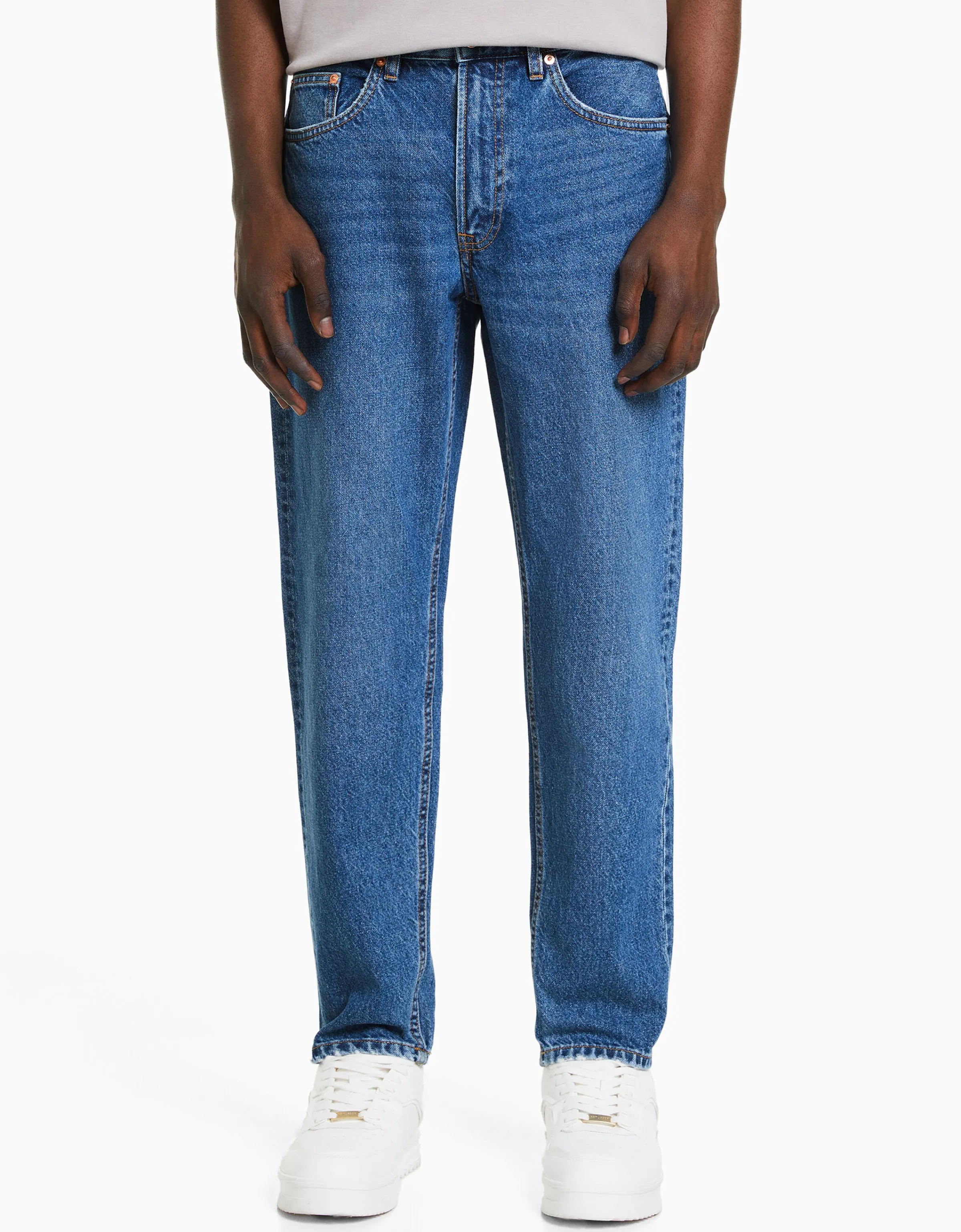 BERSHKA Jeans straight vintage Azul Cheap
