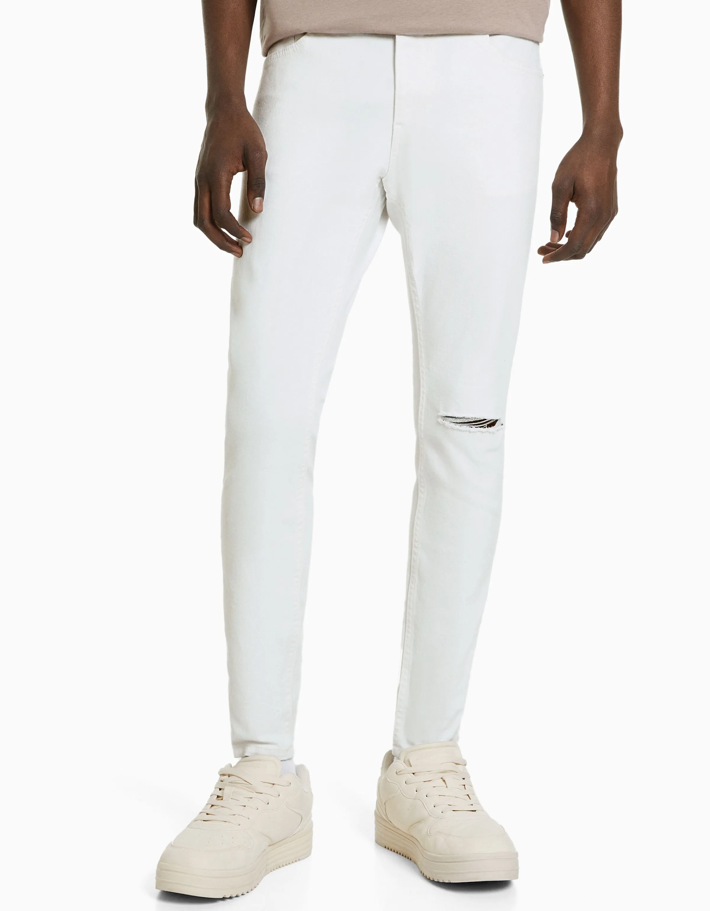 BERSHKA Jeans super skinny Blanco Cheap