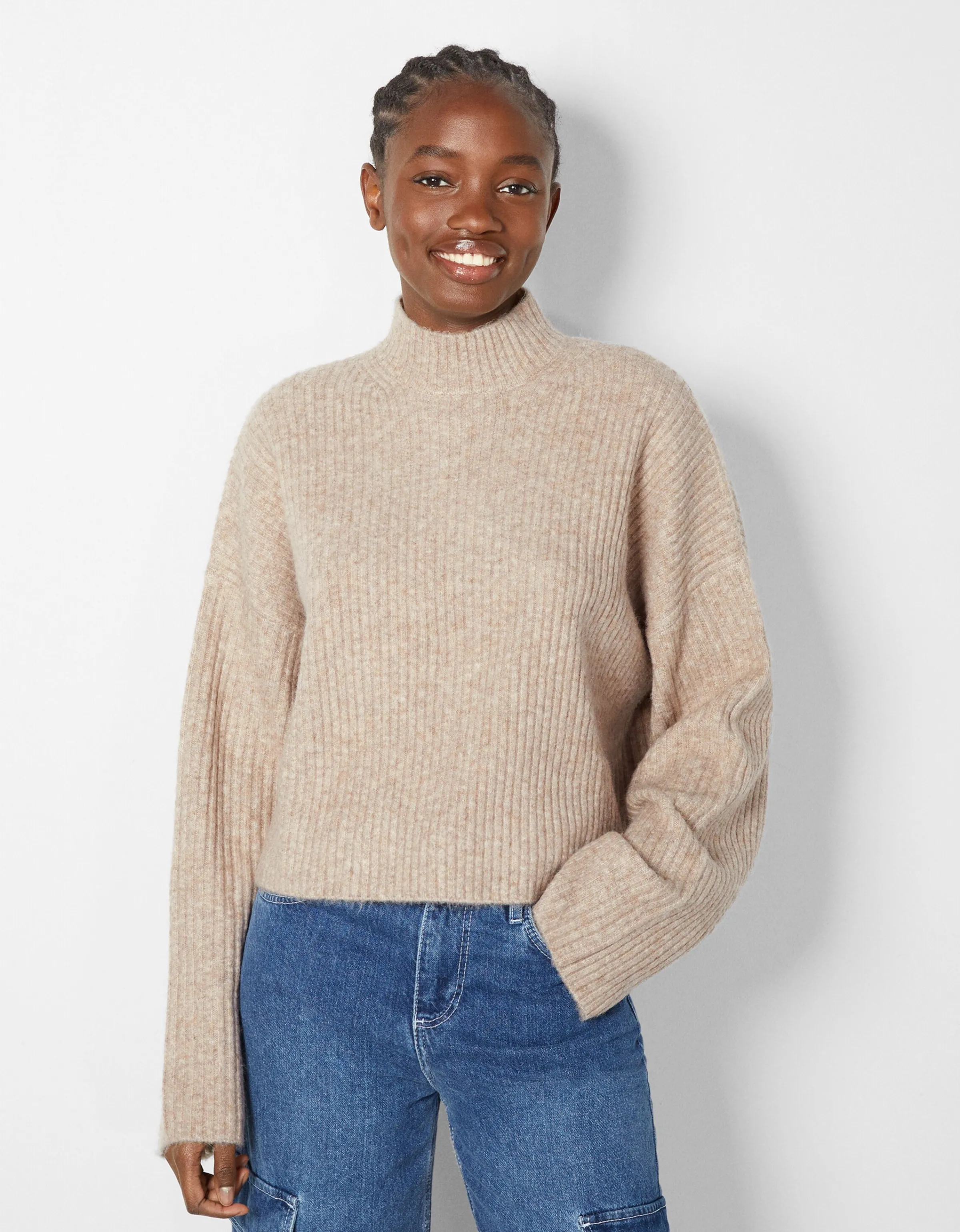 BERSHKA Jersey cuello perkins rib Arena Best
