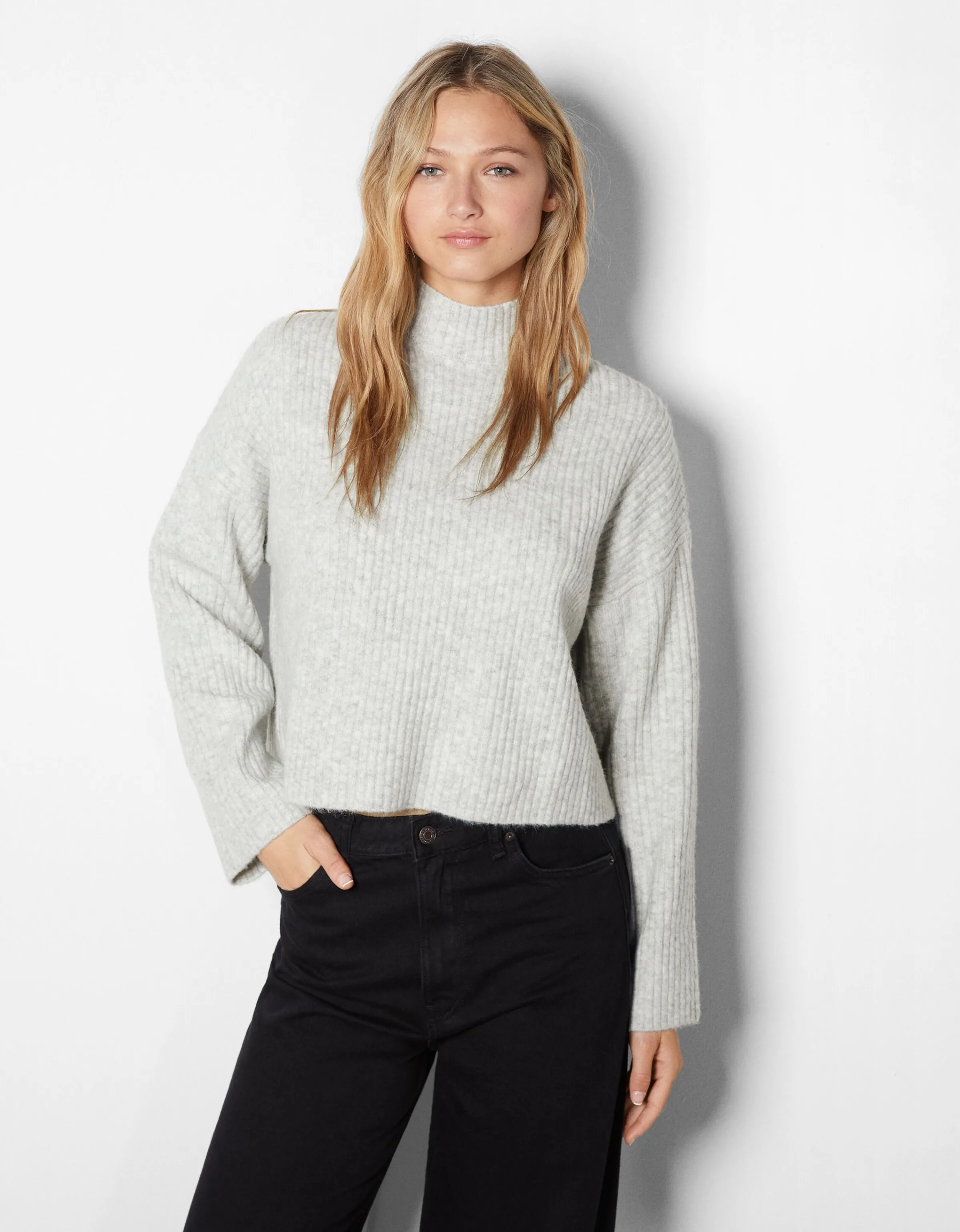 BERSHKA Jersey cuello perkins rib Arena Store