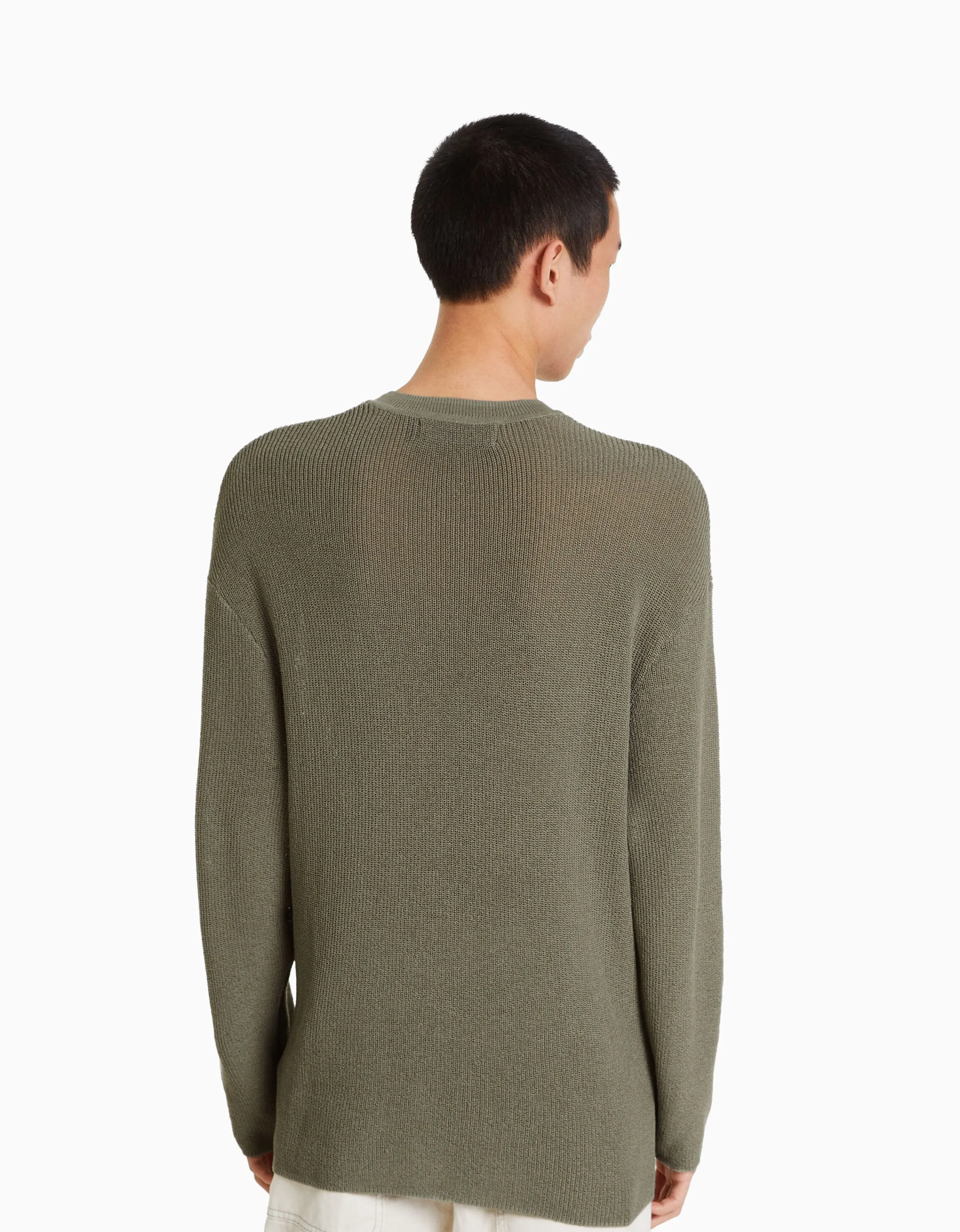 BERSHKA Jersey cuello redondo Verde Flash Sale