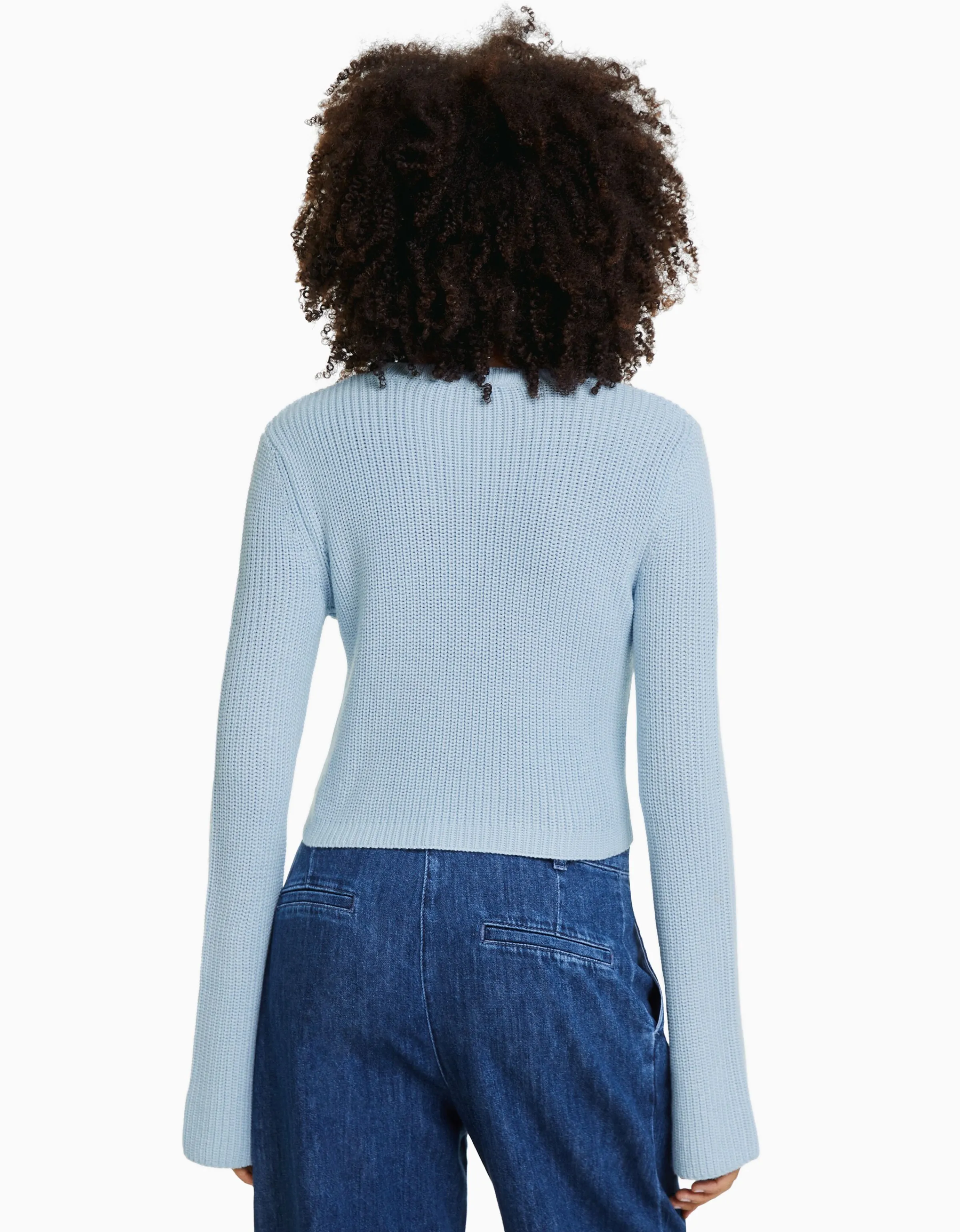 BERSHKA Jersey cuello redondo Azul Store