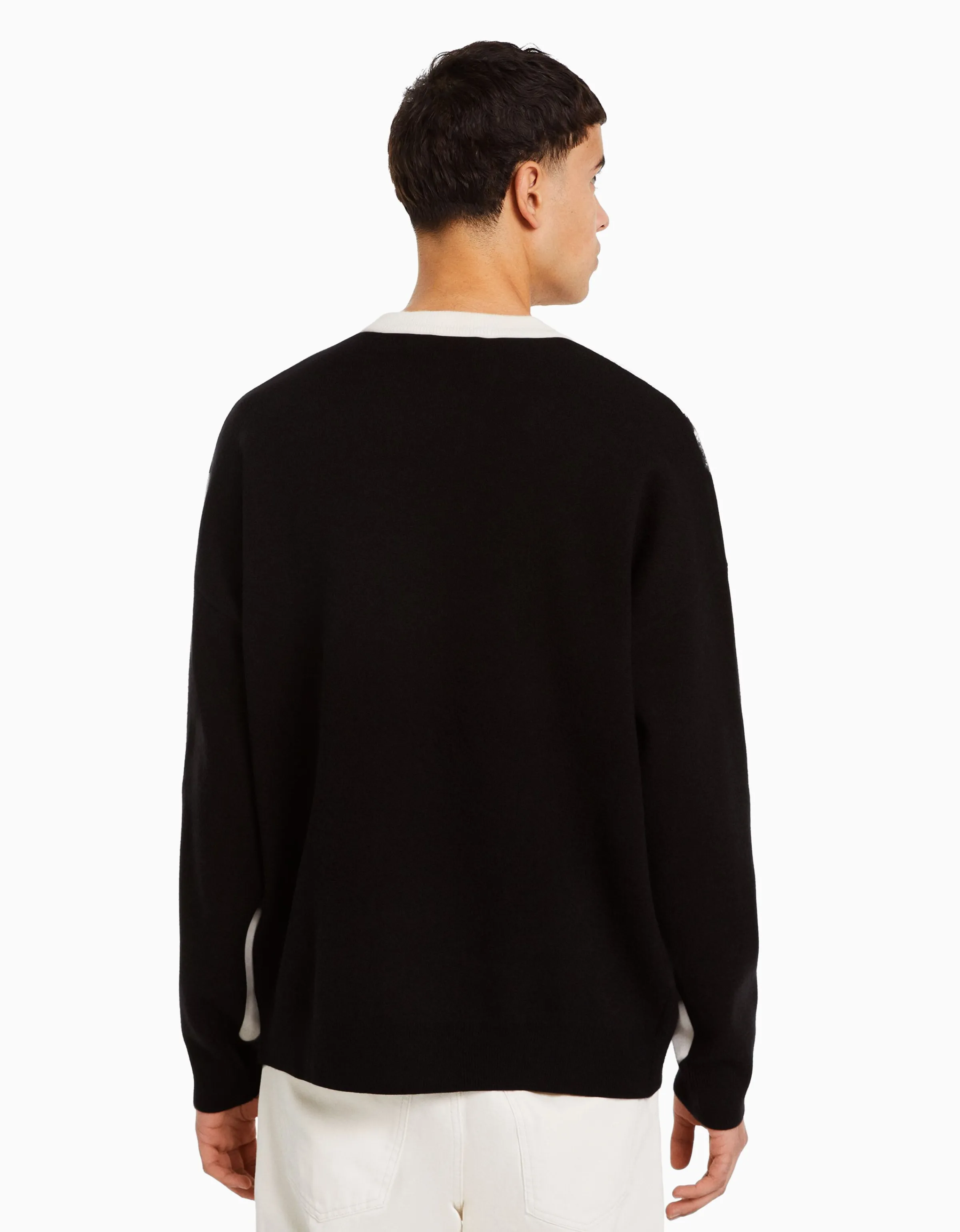 BERSHKA Jersey intarsia Negro Cheap