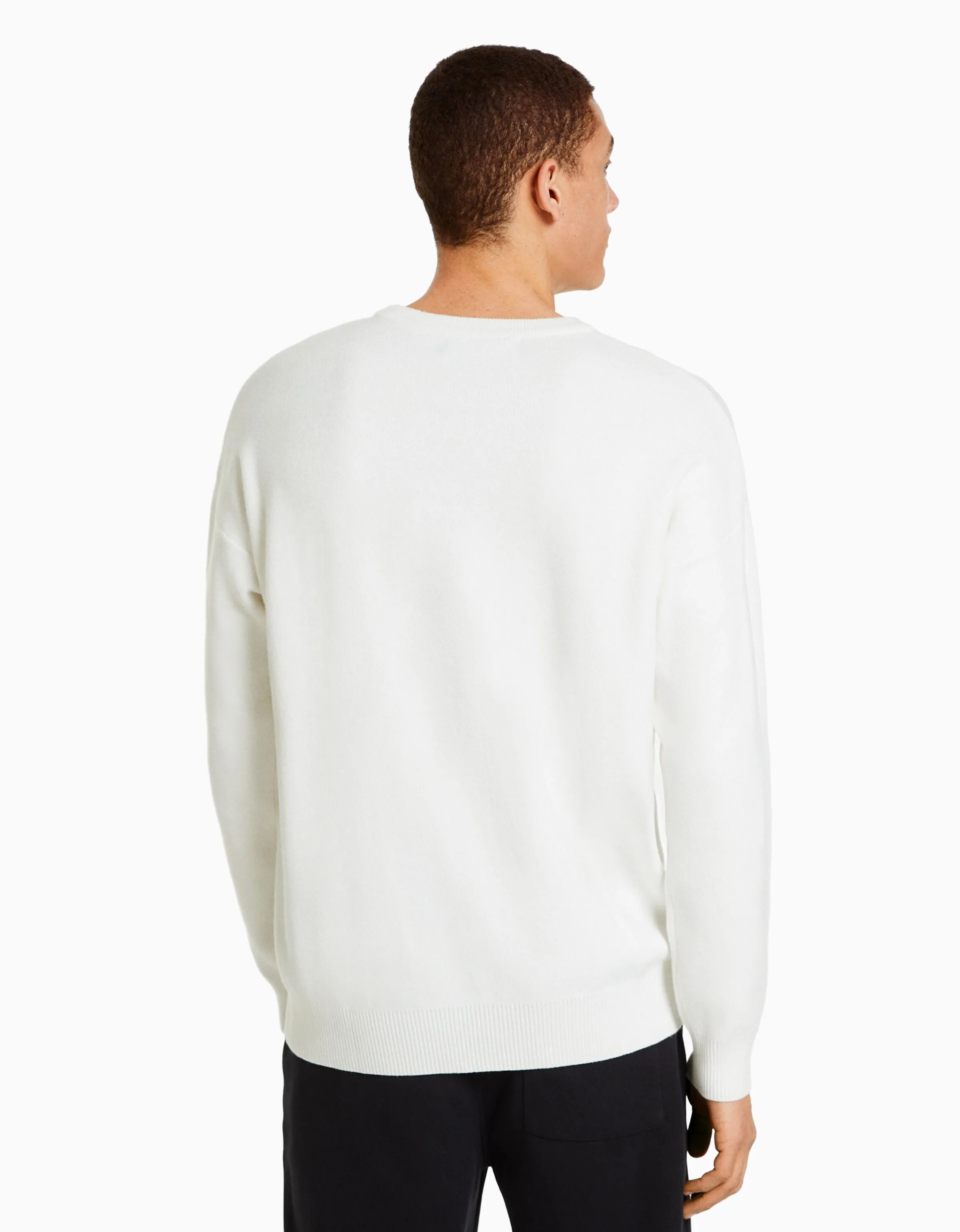 BERSHKA Jersey varsity bordado Blanco Online
