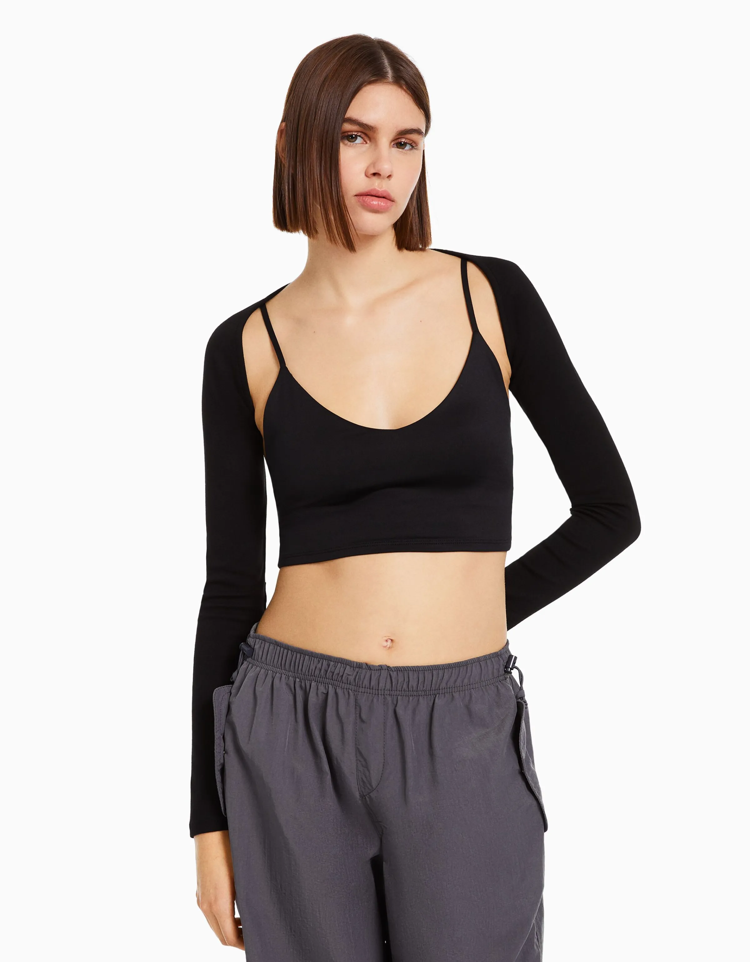BERSHKA Manguitos básicos Rosa Sale
