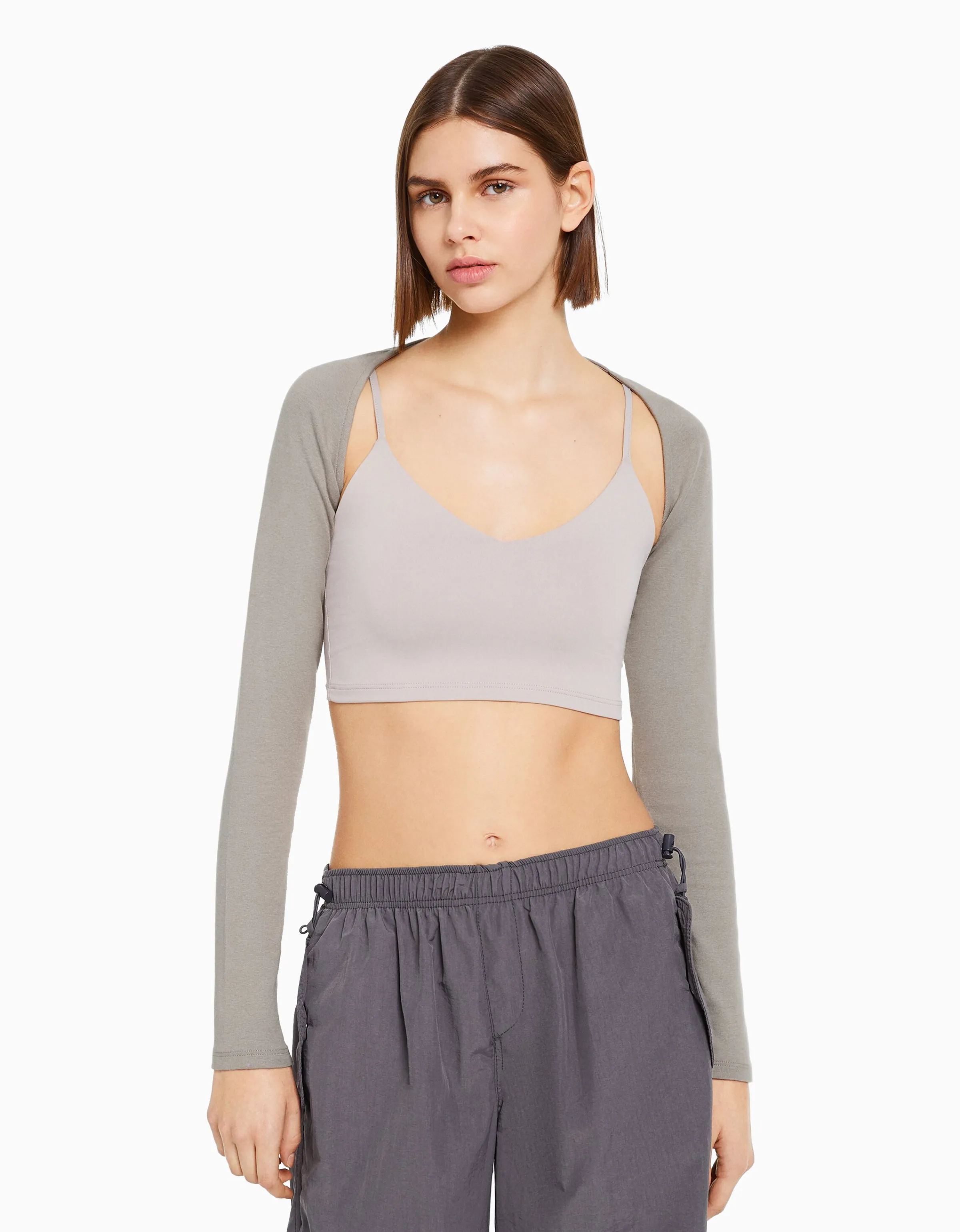 BERSHKA Manguitos básicos Rosa Clearance
