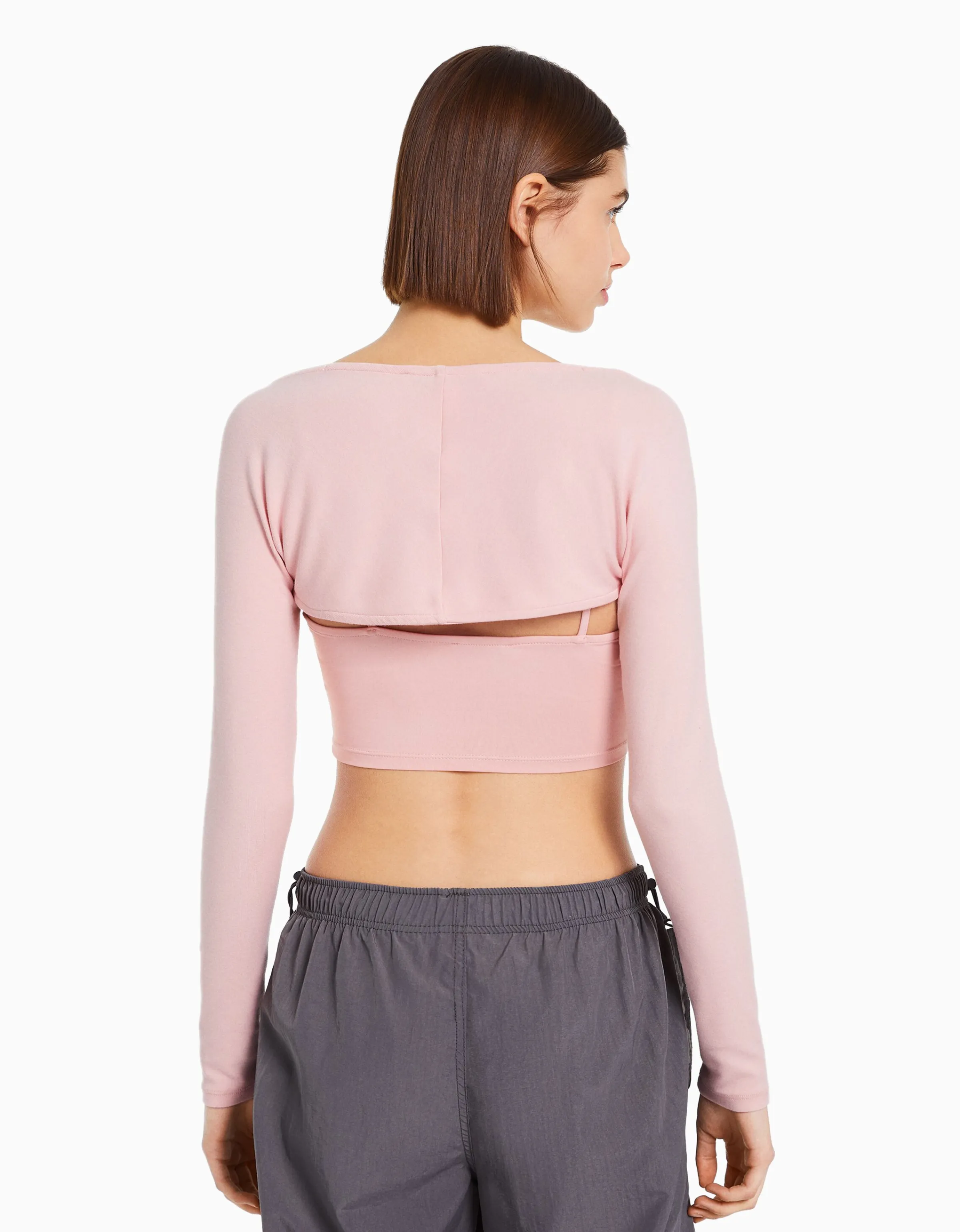 BERSHKA Manguitos básicos Rosa Discount