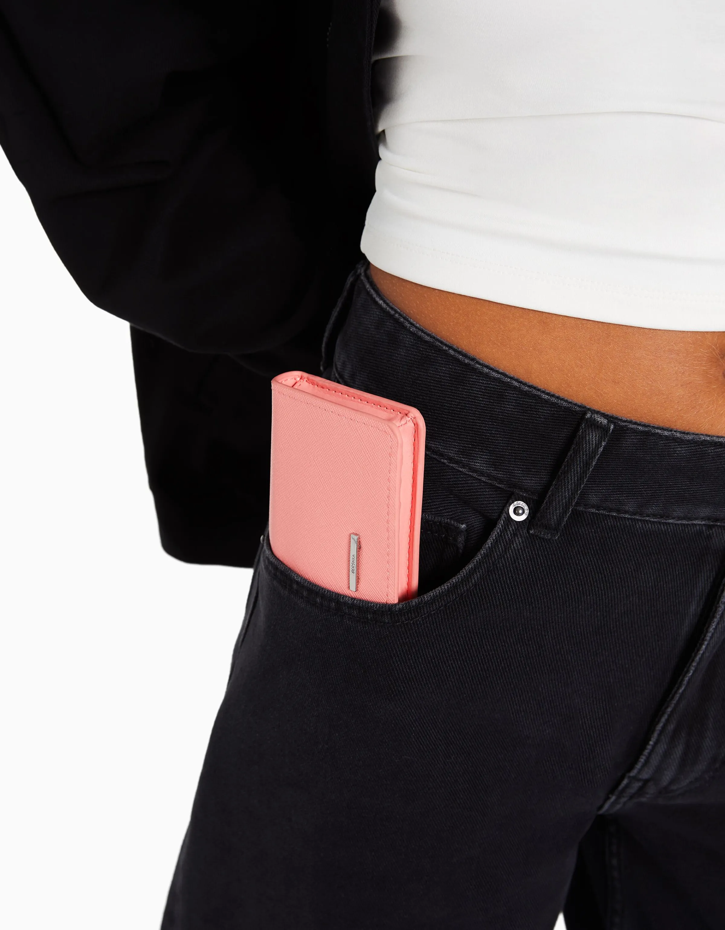 BERSHKA Monedero básico Negro Cheap