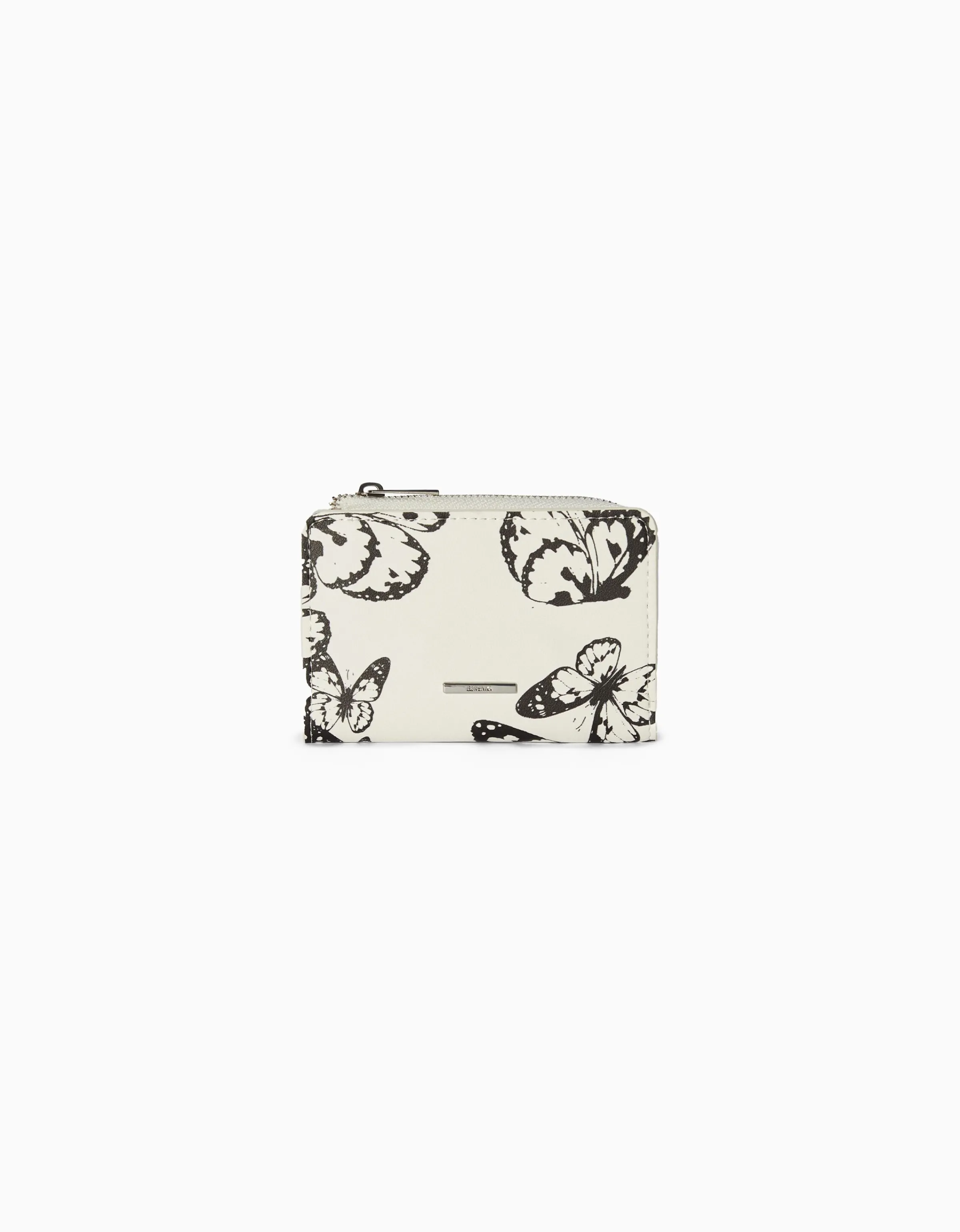 BERSHKA Monedero print mariposas Blanco Sale