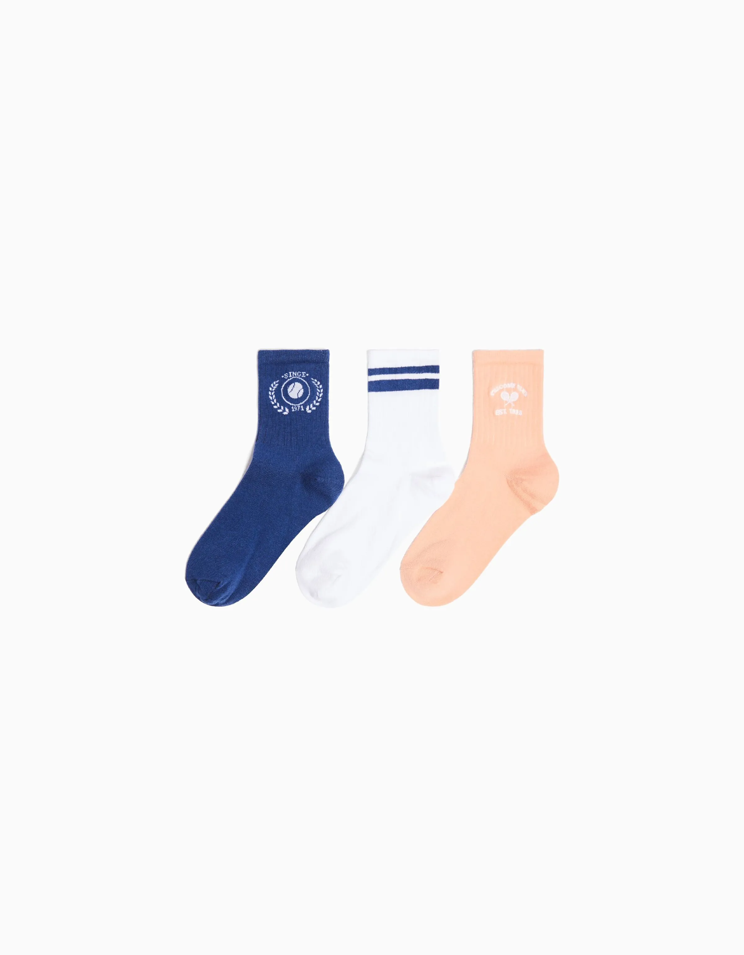 BERSHKA Pack 3 calcetines sport Naranja Sale