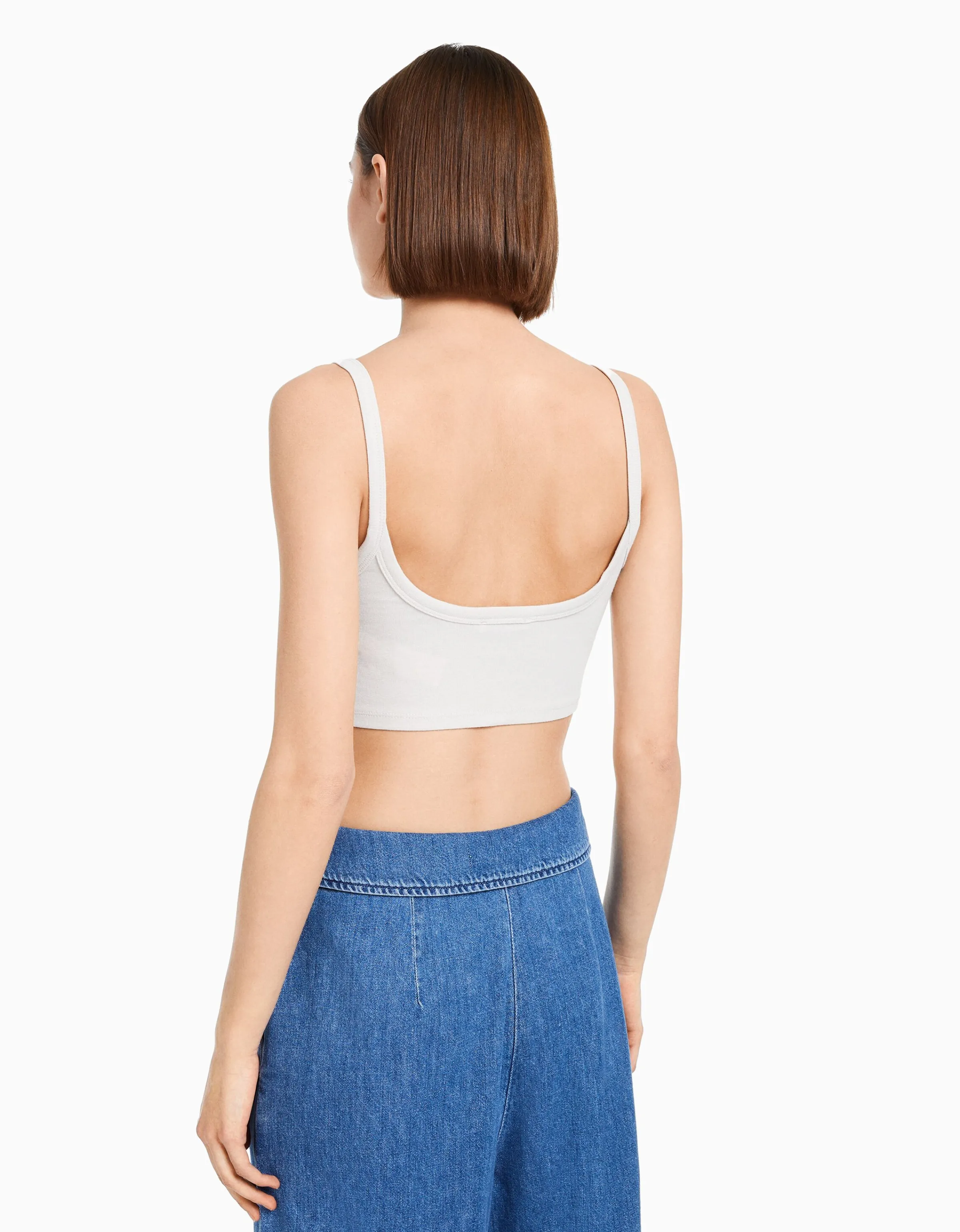 BERSHKA Pack 2 camisetas tirante ancho cropped Multicolor Shop