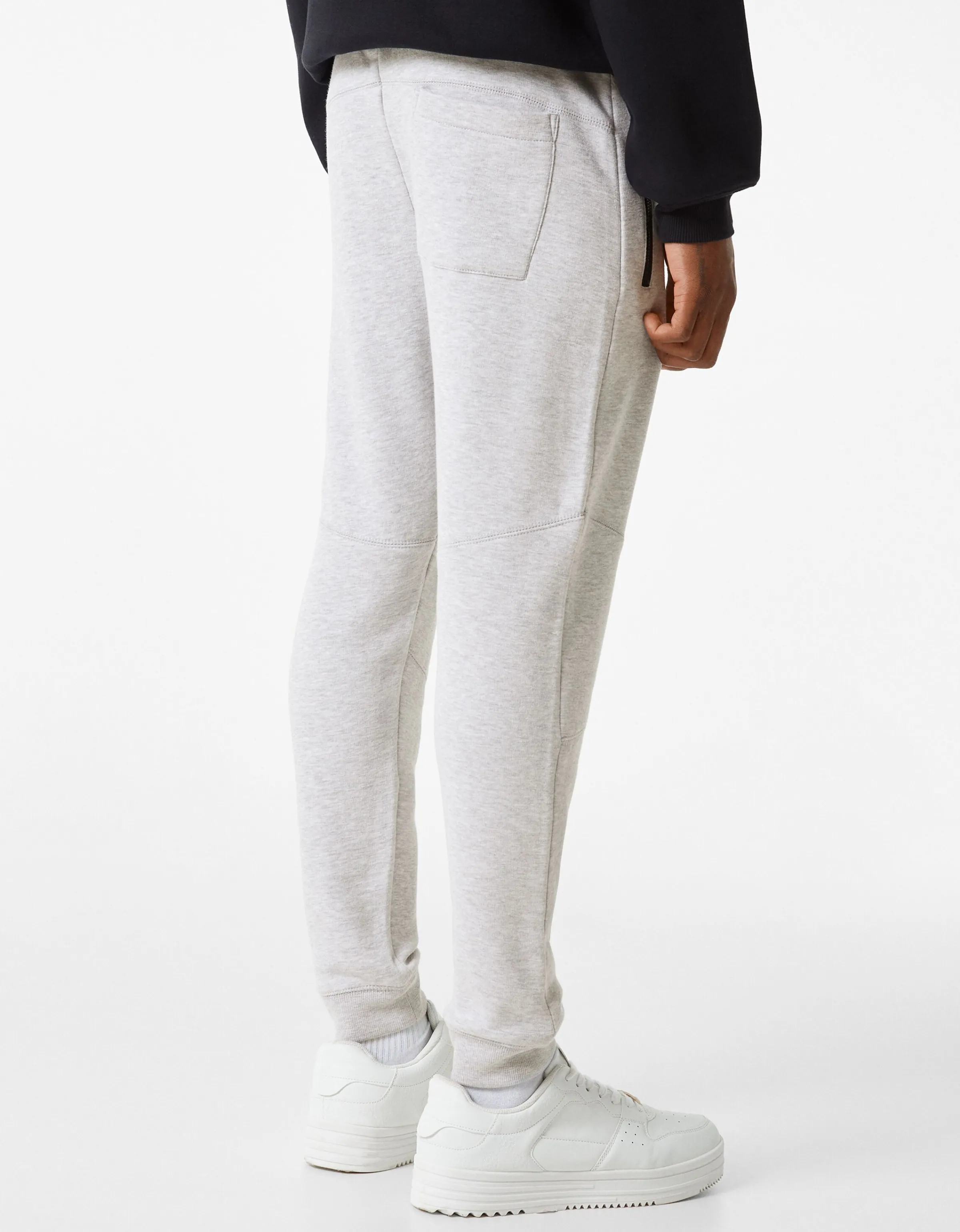 BERSHKA Pantalón felpa jogger cortes Gris Cheap