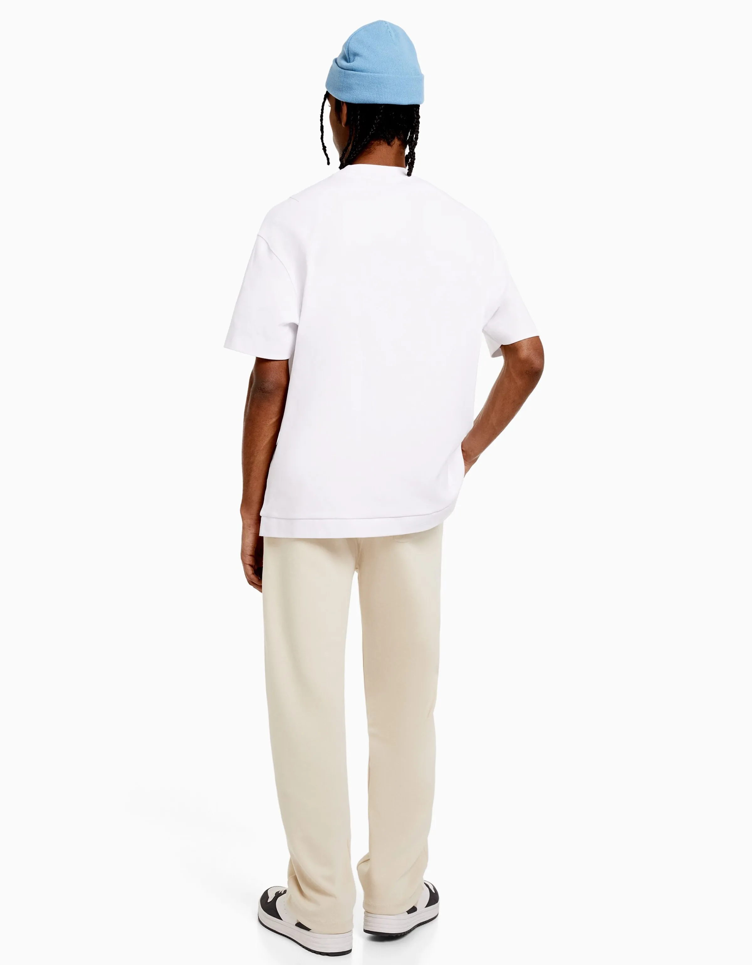 BERSHKA Pantalón wide leg Beige Cheap