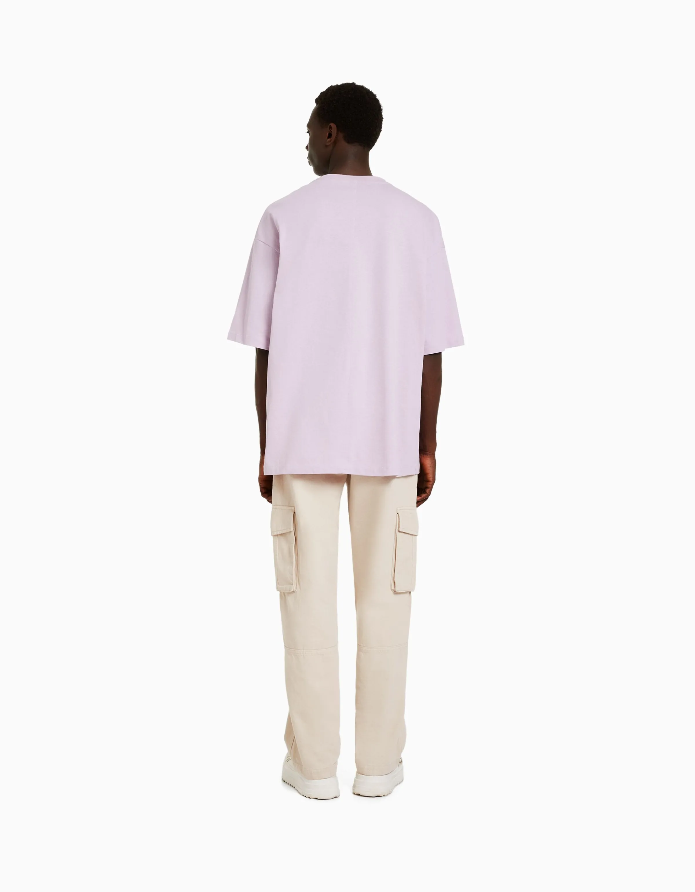BERSHKA Pantalón wide leg cargo algodón Negro Discount