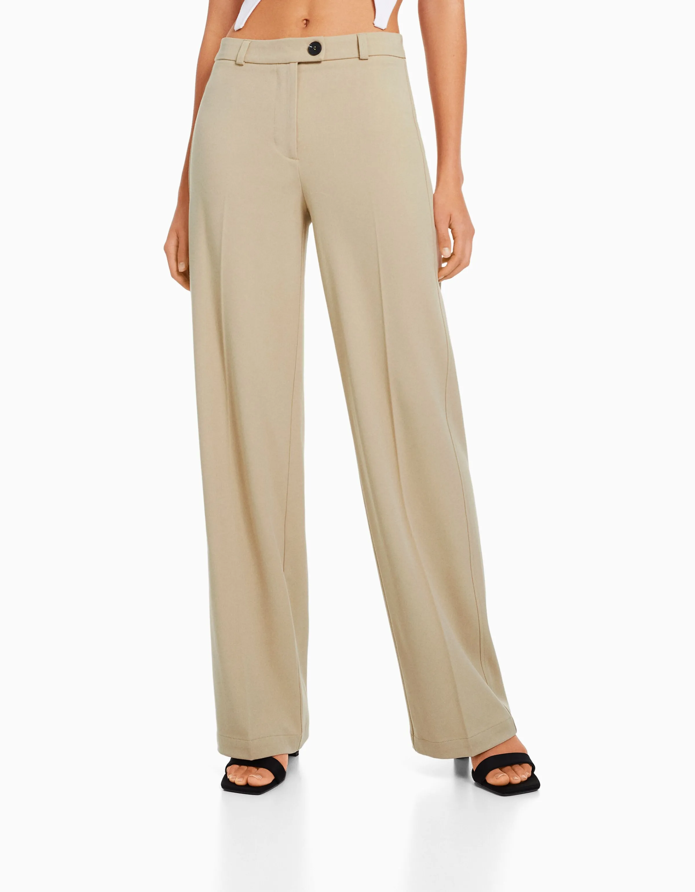 BERSHKA Pantalón wide leg tailoring trabillas Marino Clearance