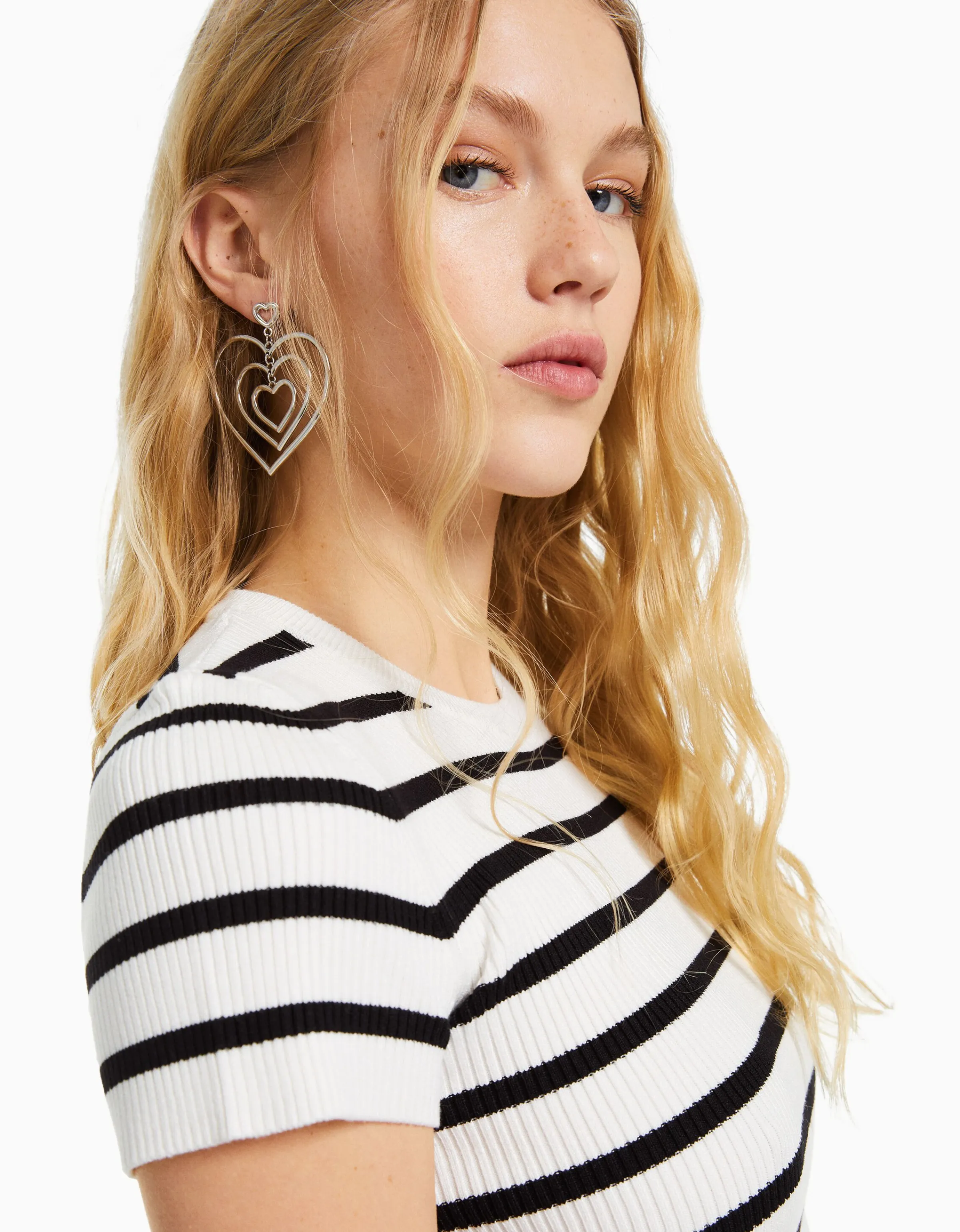 BERSHKA Pendientes corazones Plata Best Sale