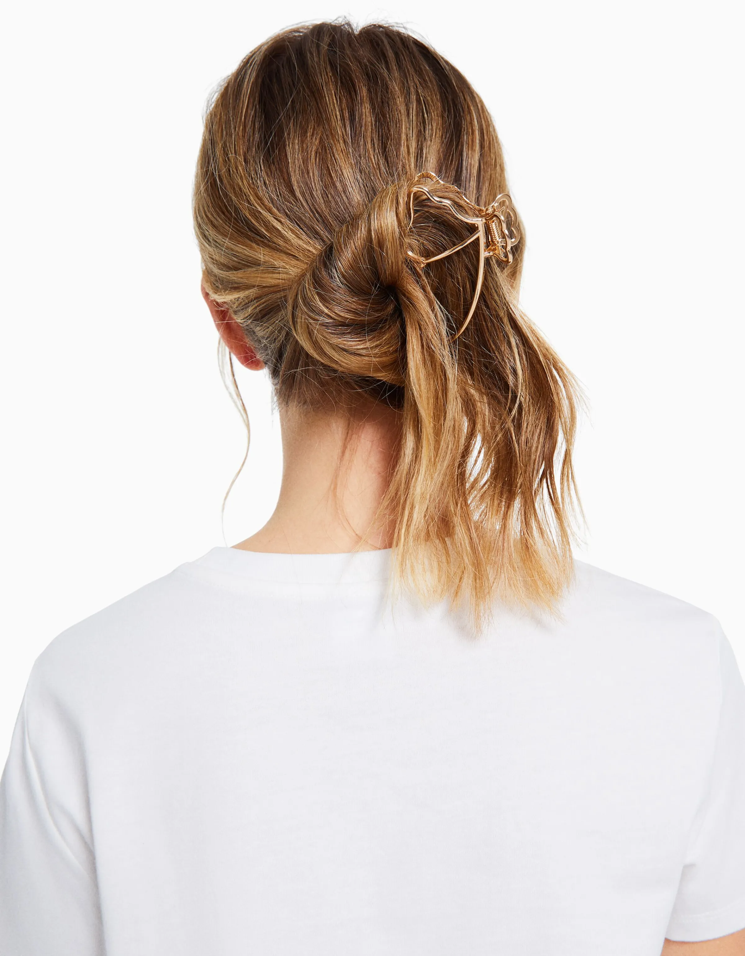BERSHKA Pinza metálica dorada mariposa Oro Cheap
