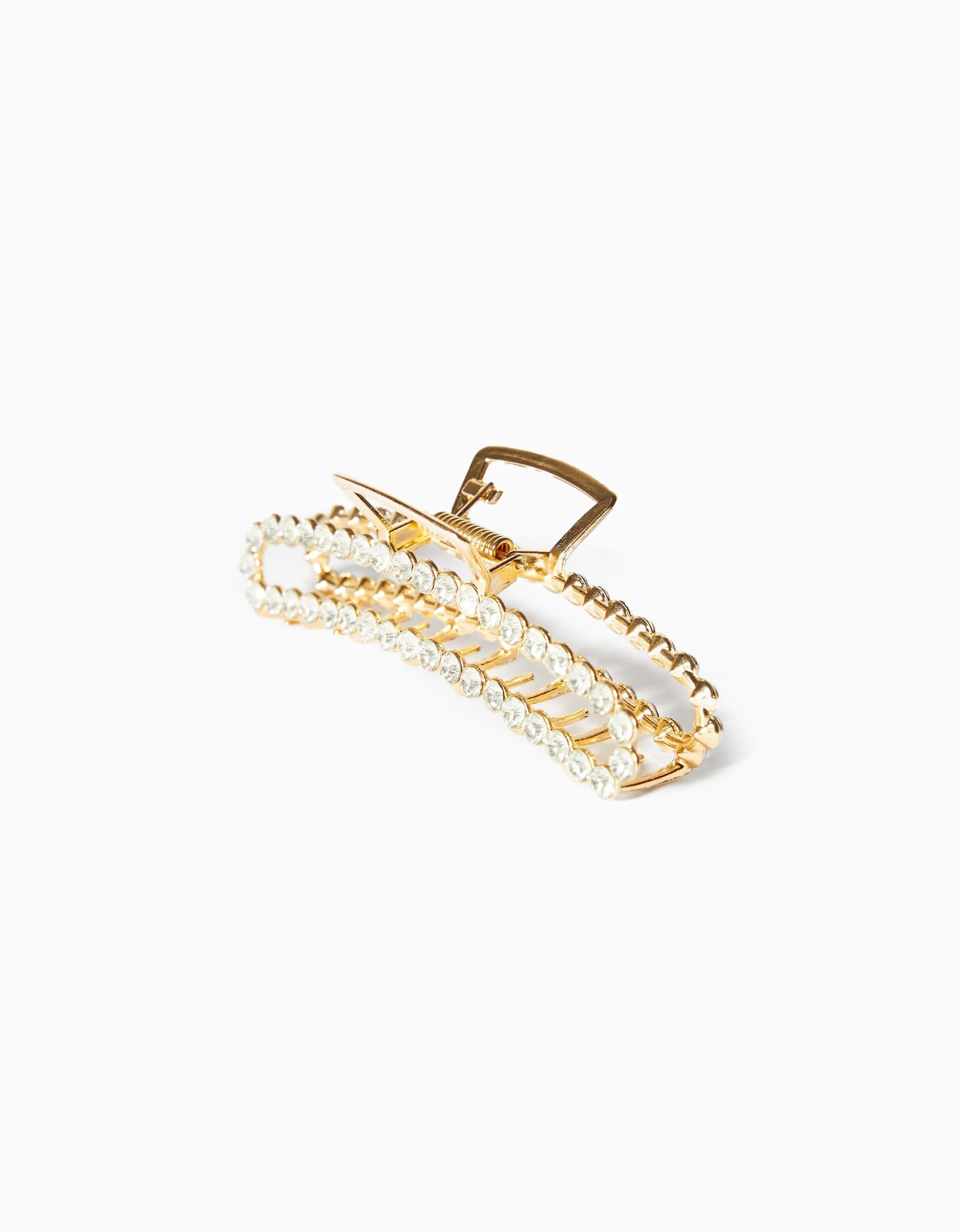 BERSHKA Pinza pelo metal pedrería Oro Discount