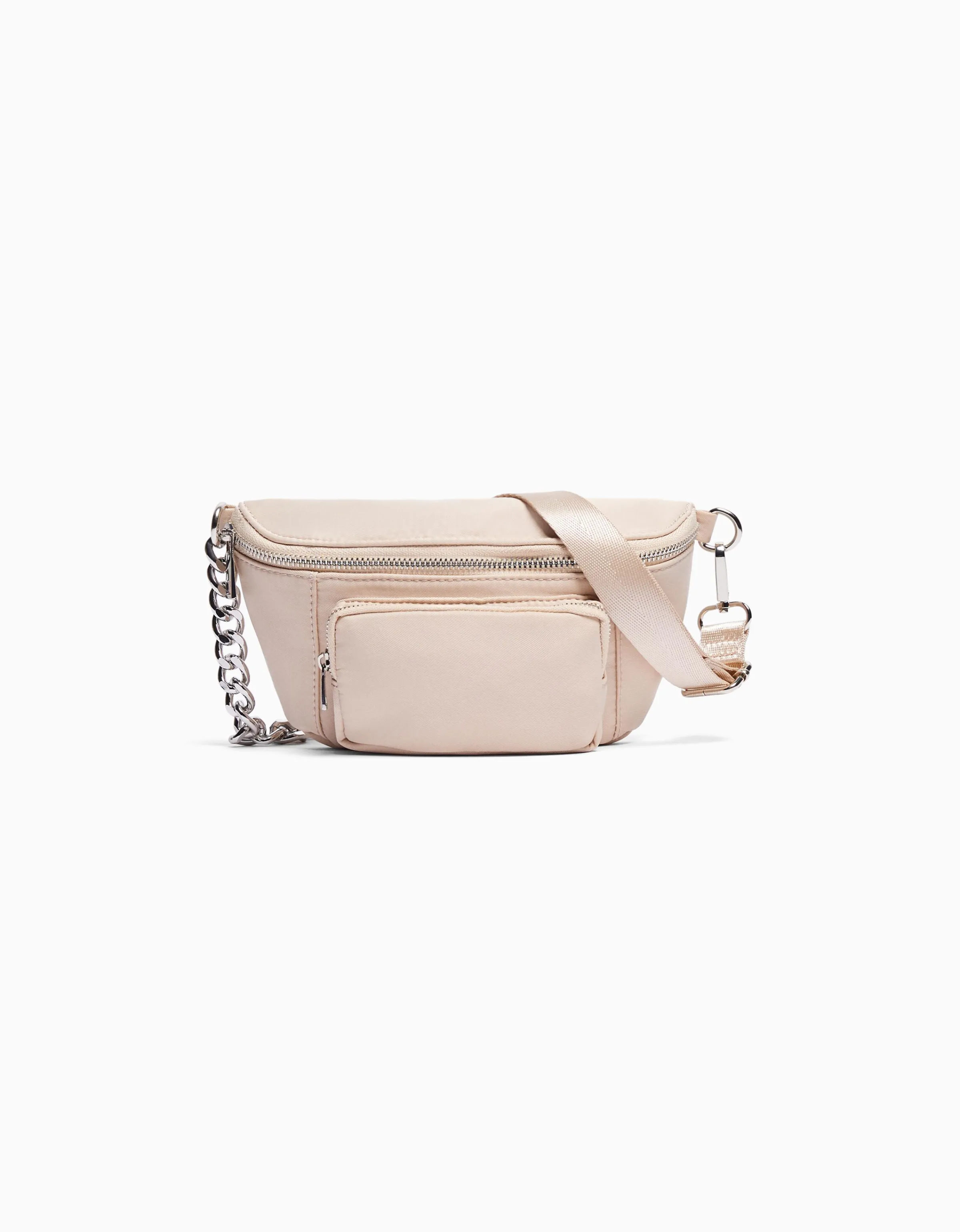 BERSHKA Riñonera tejido cremalleras Crudo Cheap