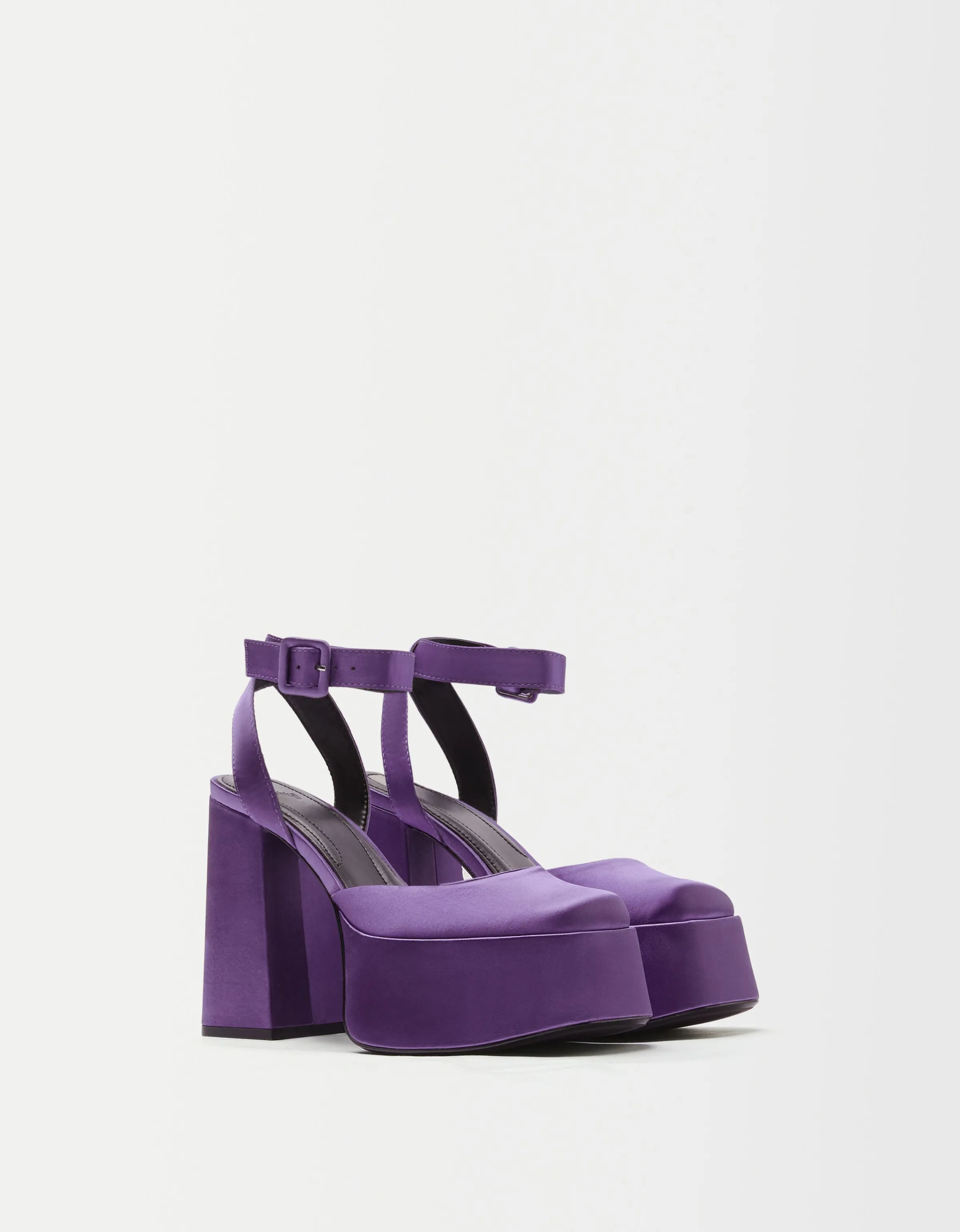 BERSHKA Sandalia tacón plataforma XL Negro Best