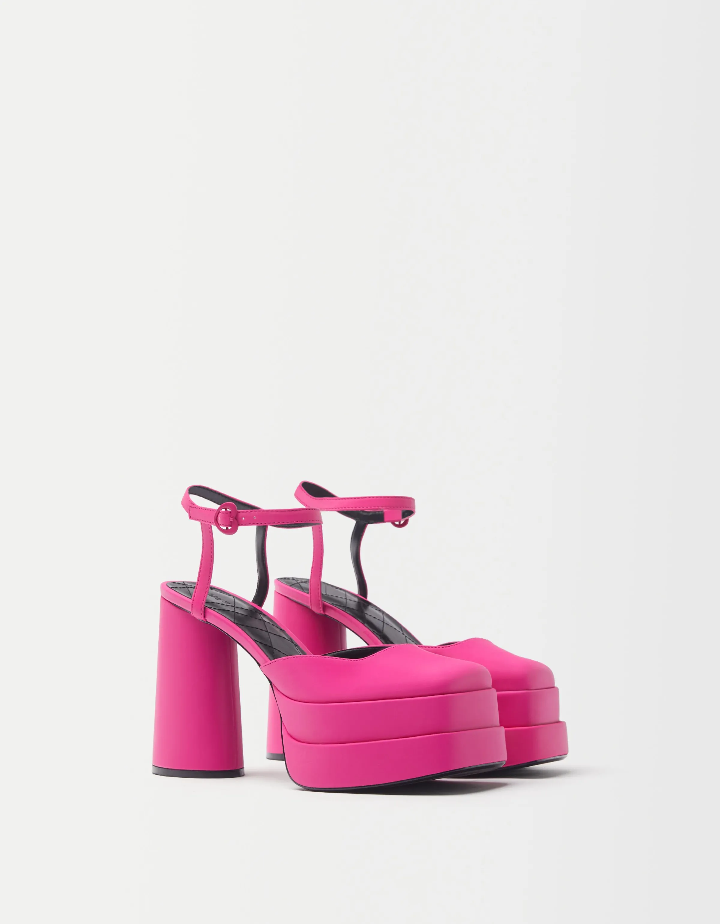 BERSHKA Sandalia tacón plataforma XL Fucsia Outlet