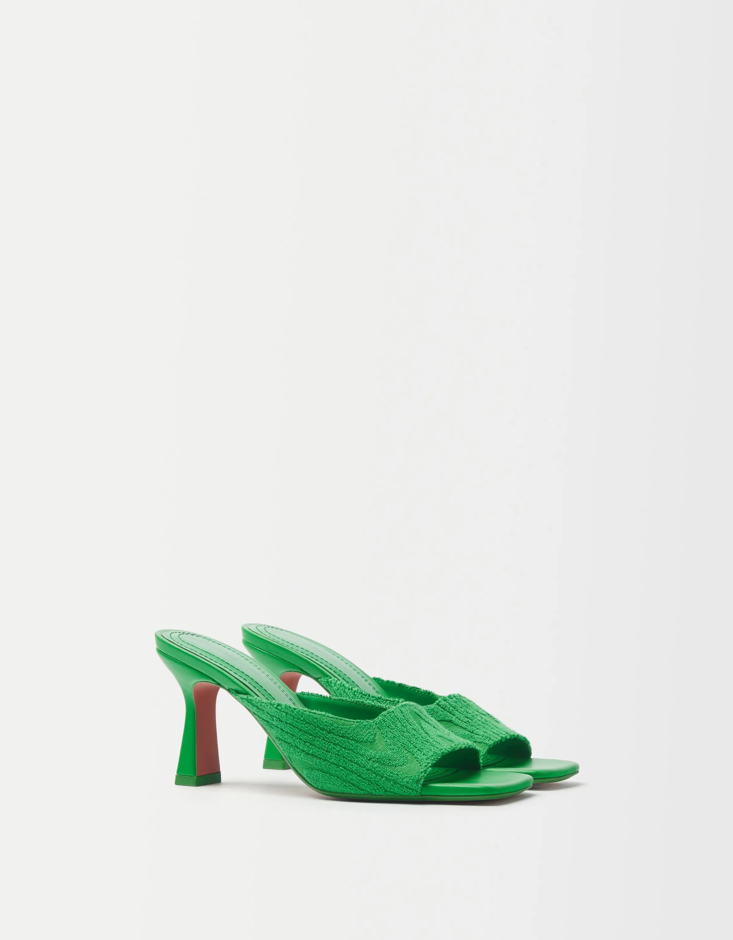 BERSHKA Sandalia tacón toalla Verde Discount
