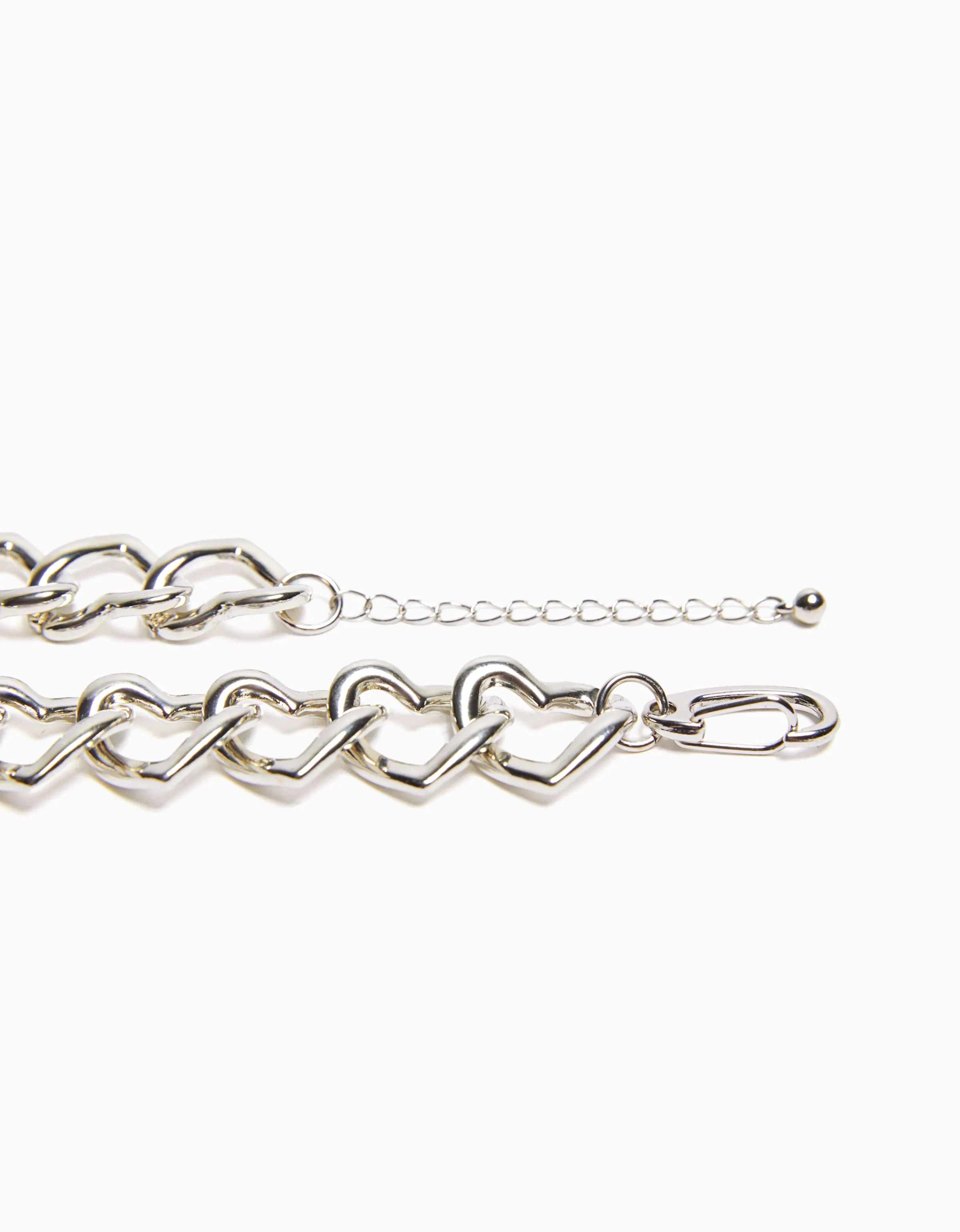 BERSHKA Set 3 anillos y collar Plata Hot