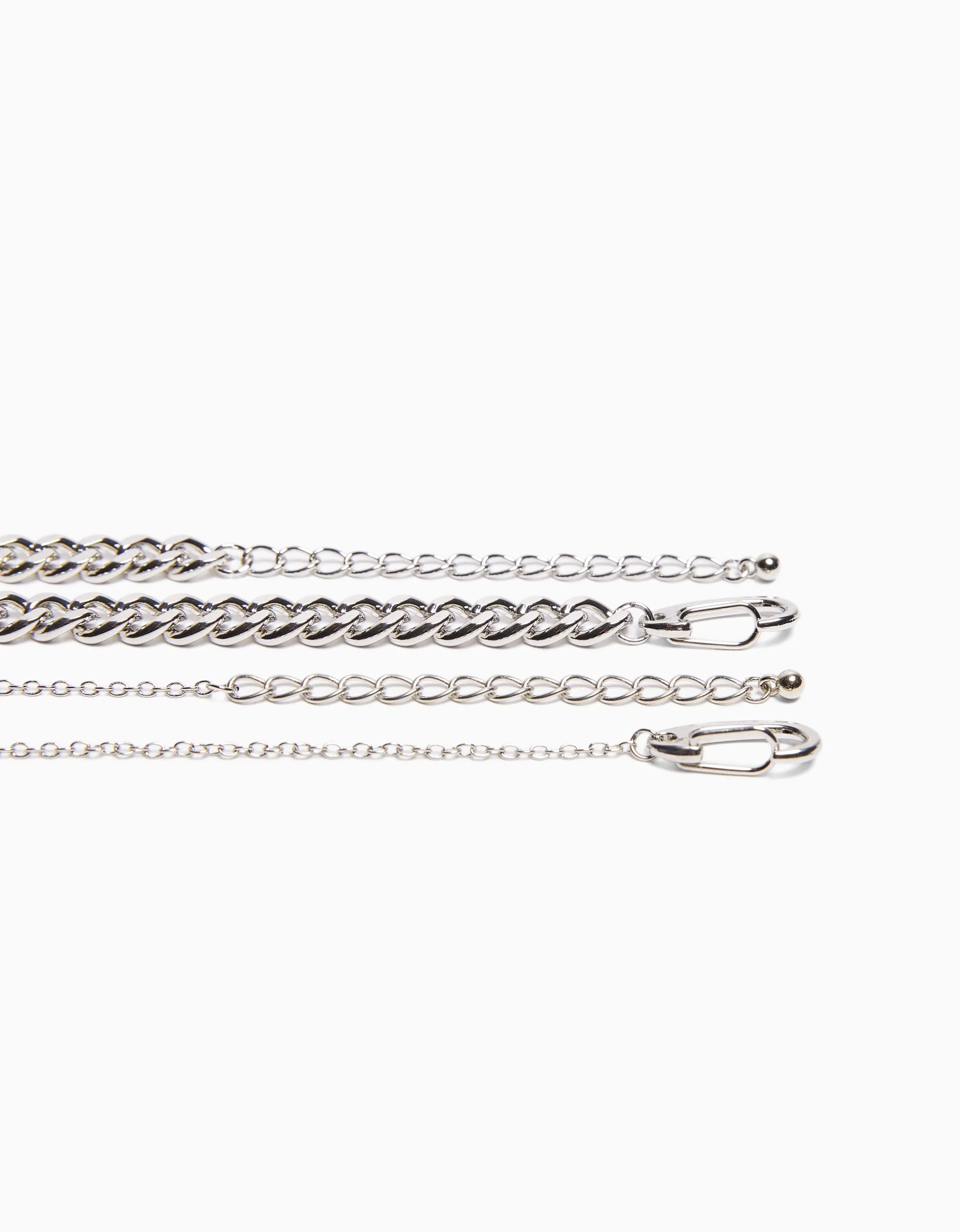 BERSHKA Set 2 collares anillo Plata Best Sale