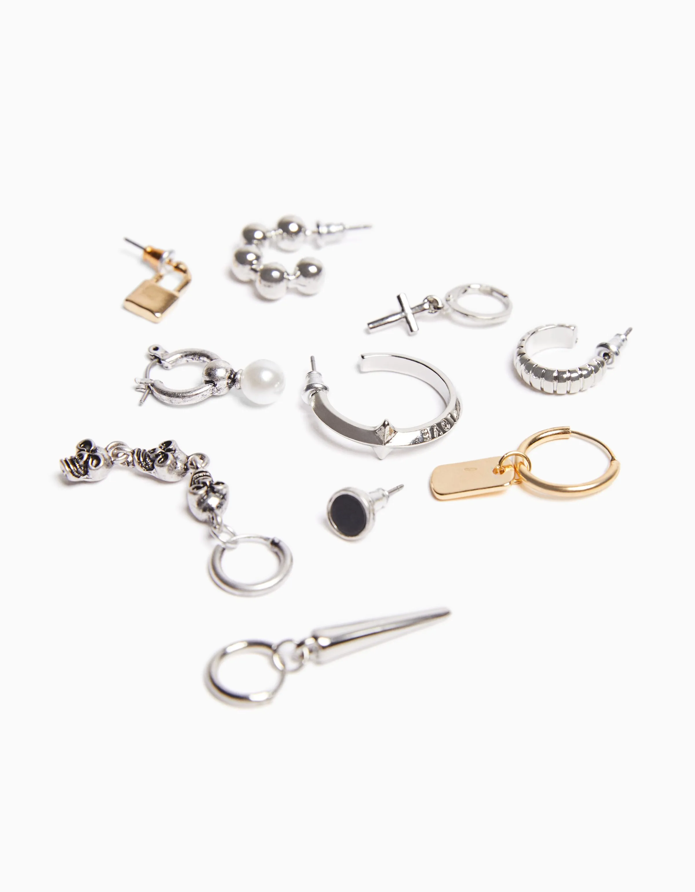 BERSHKA Set 10 pendientes cruz Plata Shop